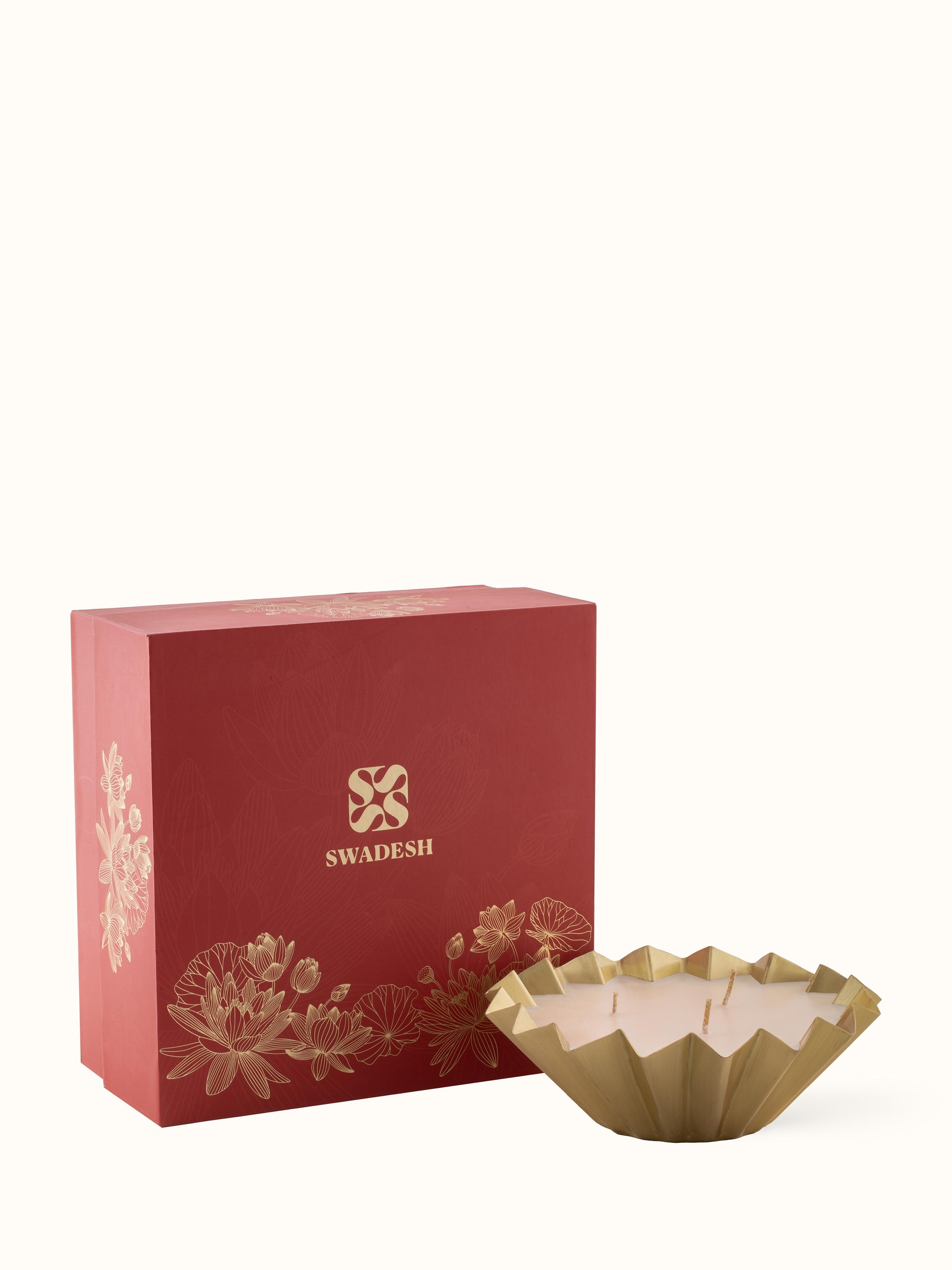 Vanilla Brass Candle styled with decorative elements, enhancing its aesthetic appeal