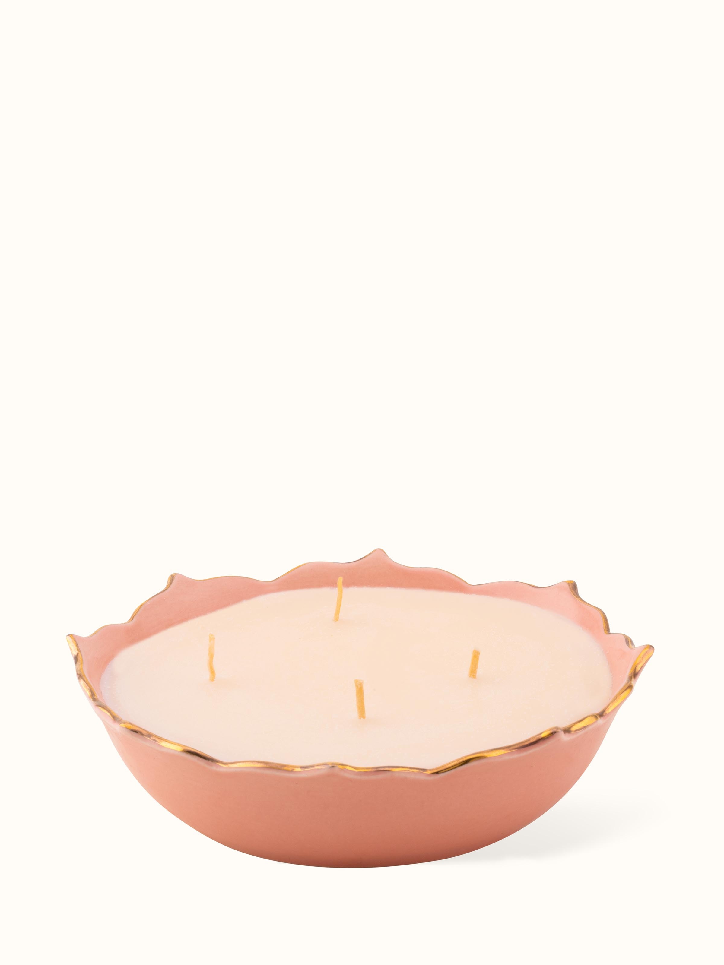 Front view of Pink Ceramic Candle highlighting its smooth finish and elegant shape.