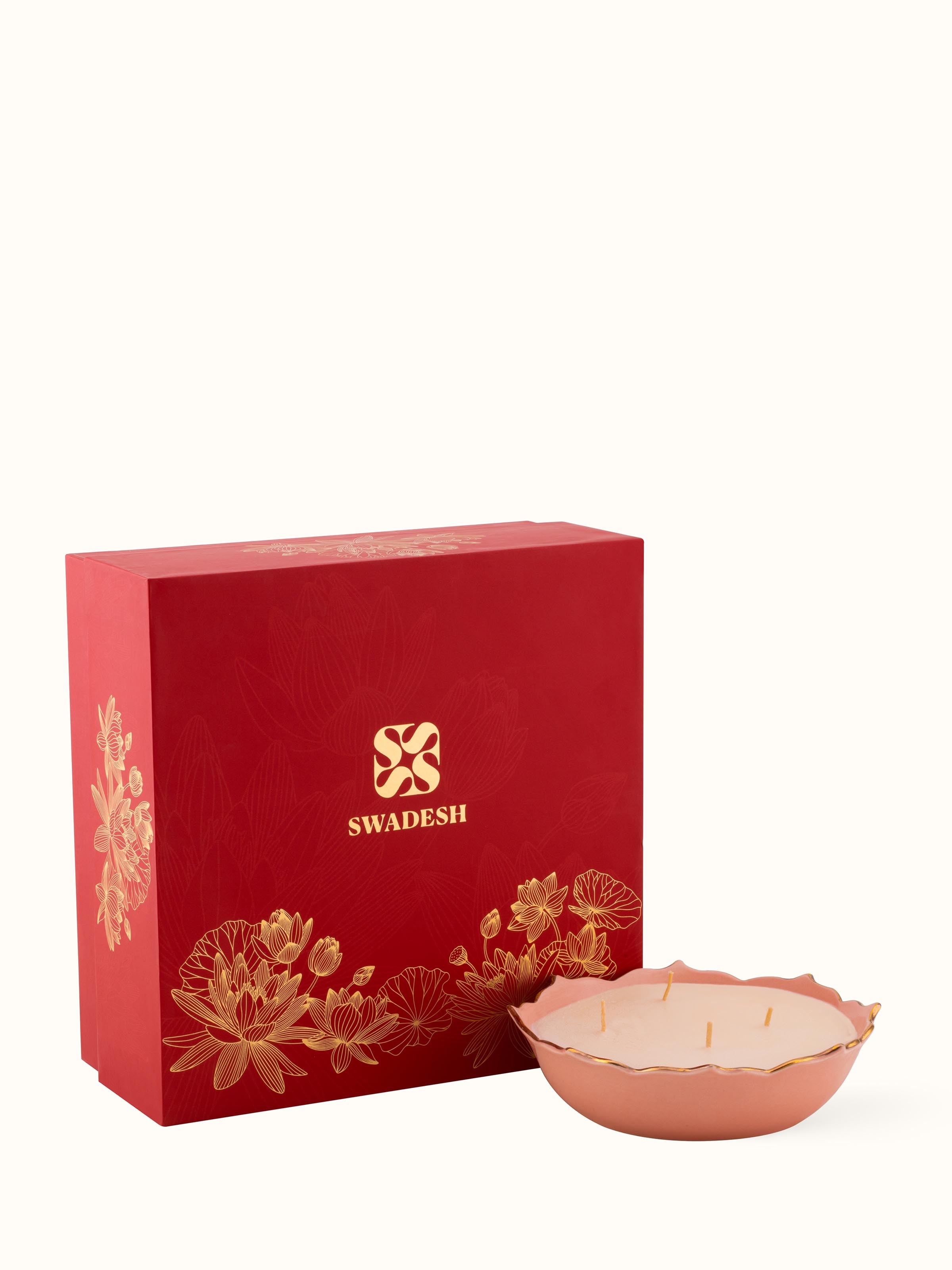 Detailed view of Pink Ceramic Candle highlighting its base and design features.