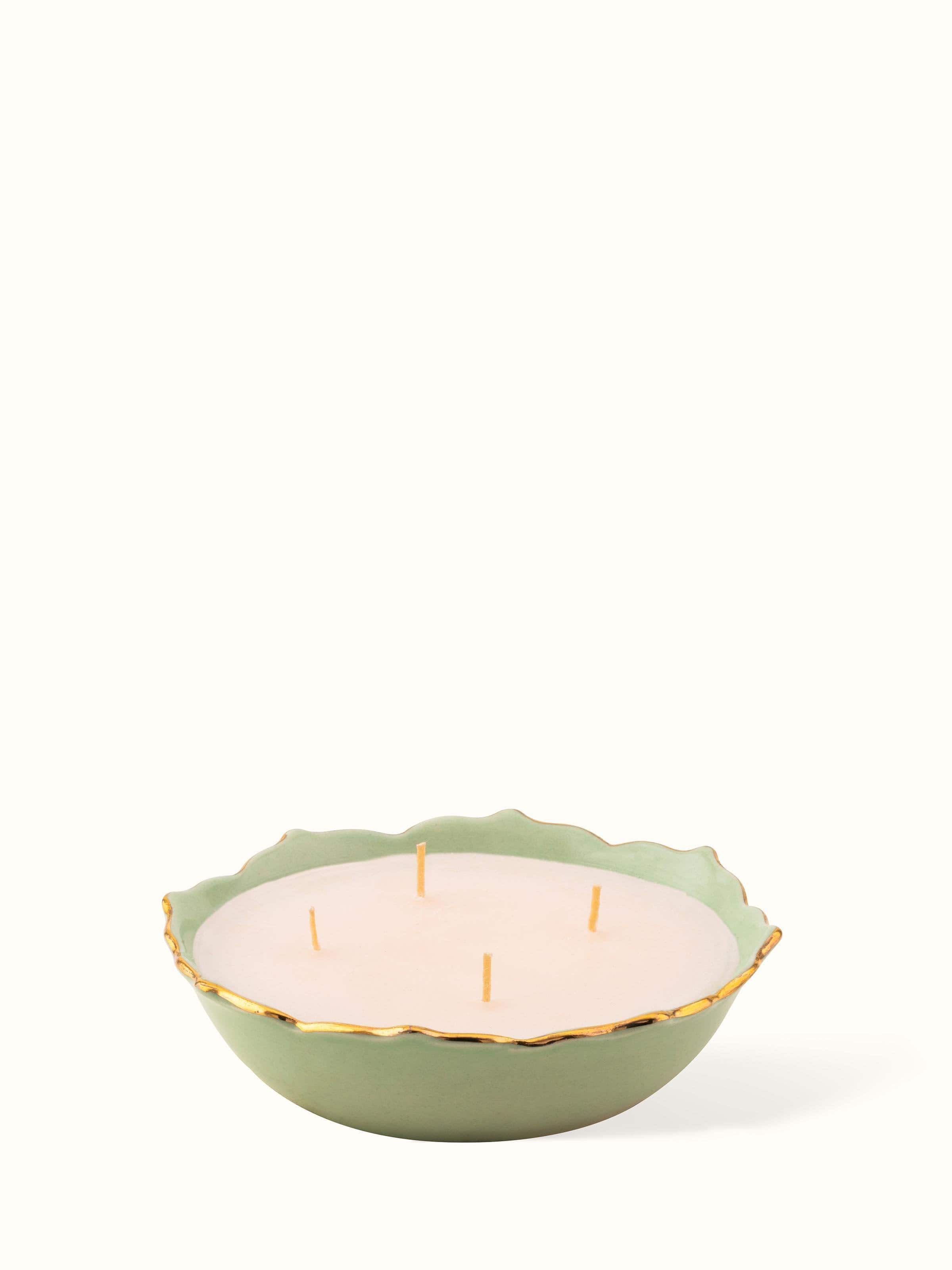 Front view of Green Ceramic Candle showcasing its elegant design and vibrant green color