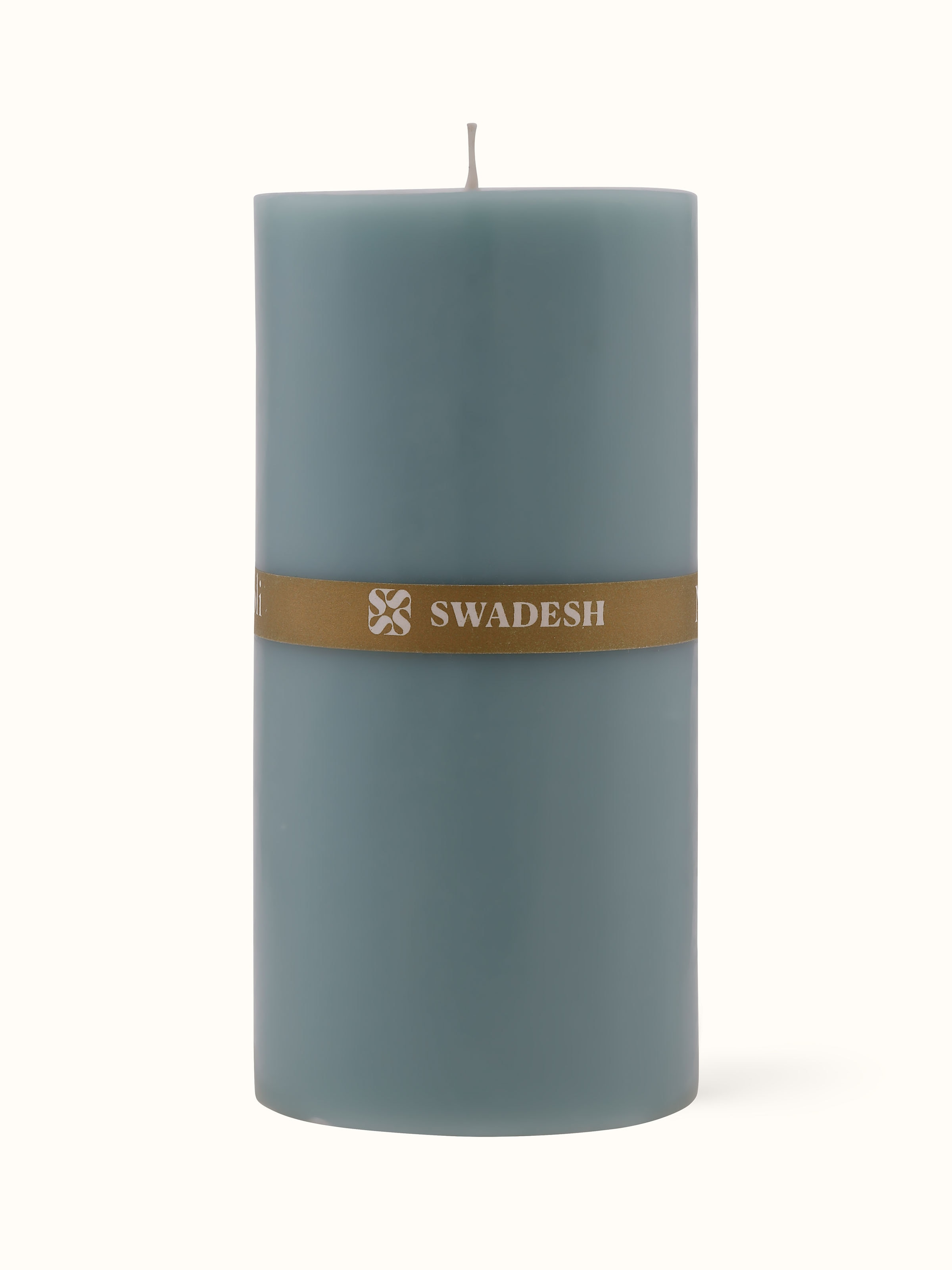 Front view of Neroli Pillar Candle (6 inches) showcasing the elegant candle design and label