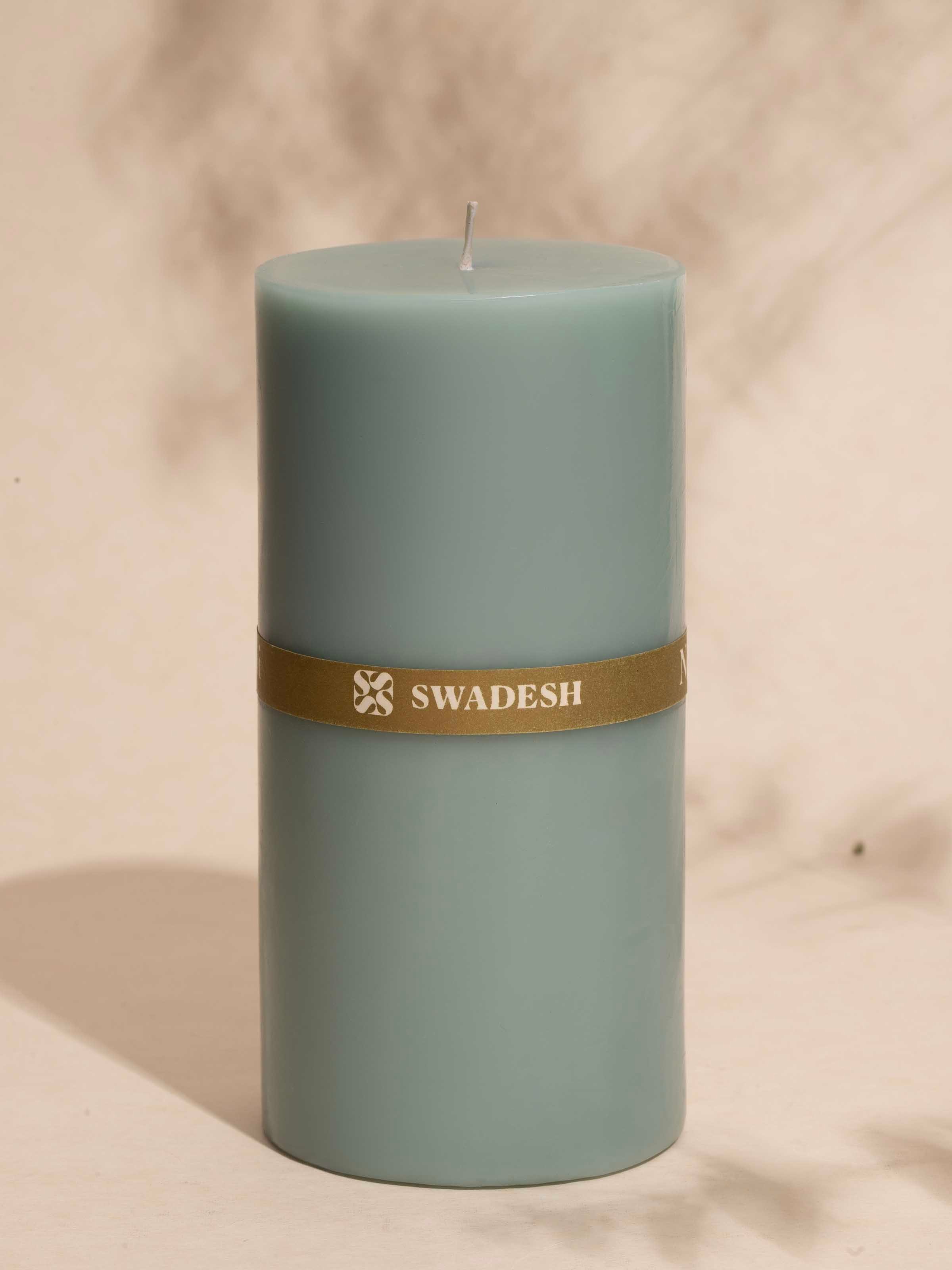 Side view of Neroli Pillar Candle displaying its smooth finish and height