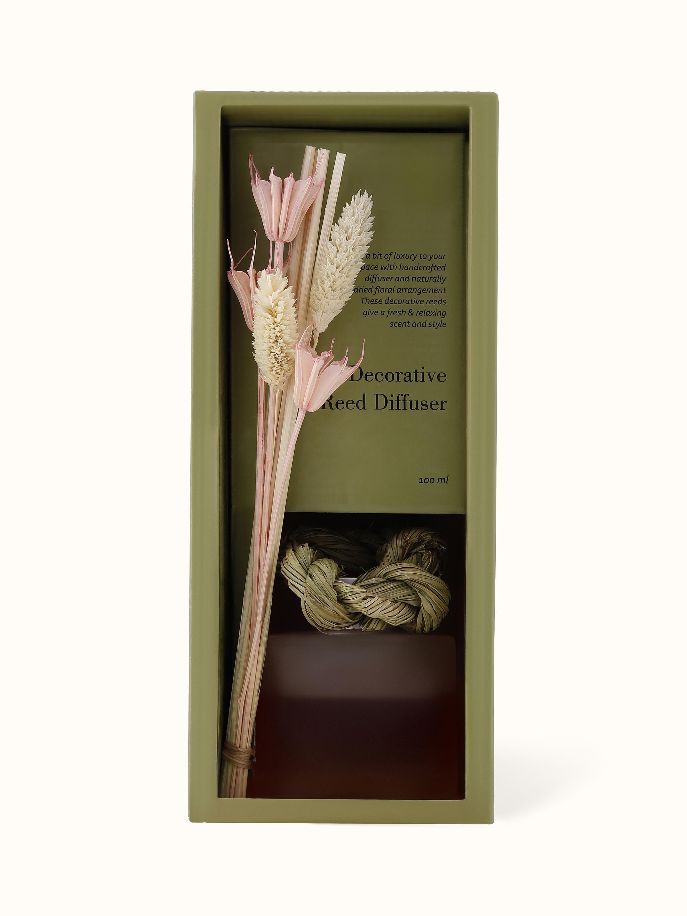 Back view of Tuberose Aroma Reed Diffuser (50 ml) showing the ingredient list and additional product details.