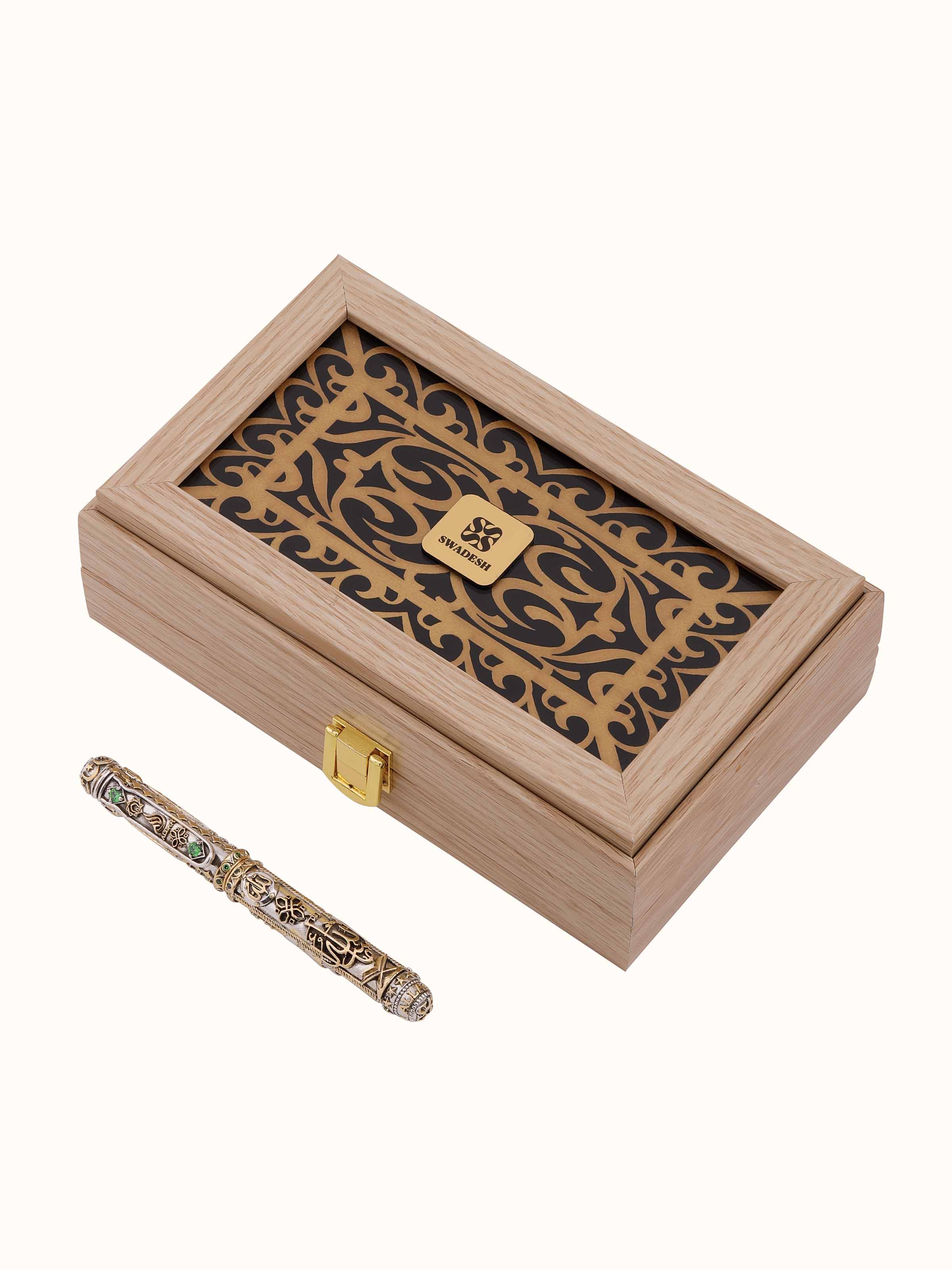 Back view of Silver Smithing Divine Pen highlighting the smooth finish and detailed silver work.