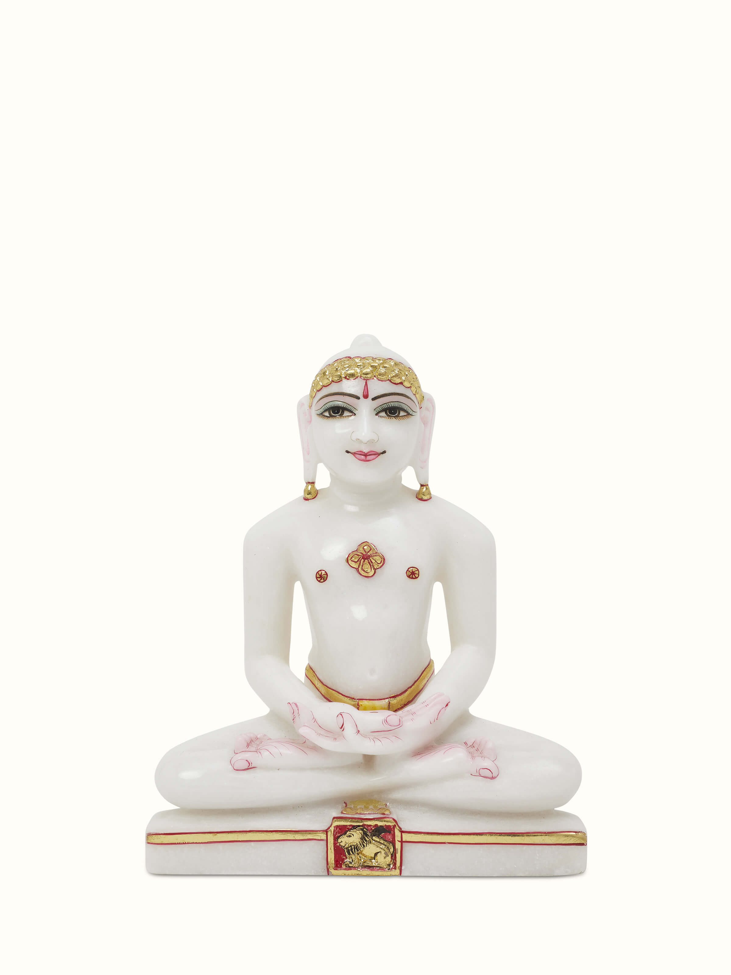 Front view of Carved marble Mahavir idol
