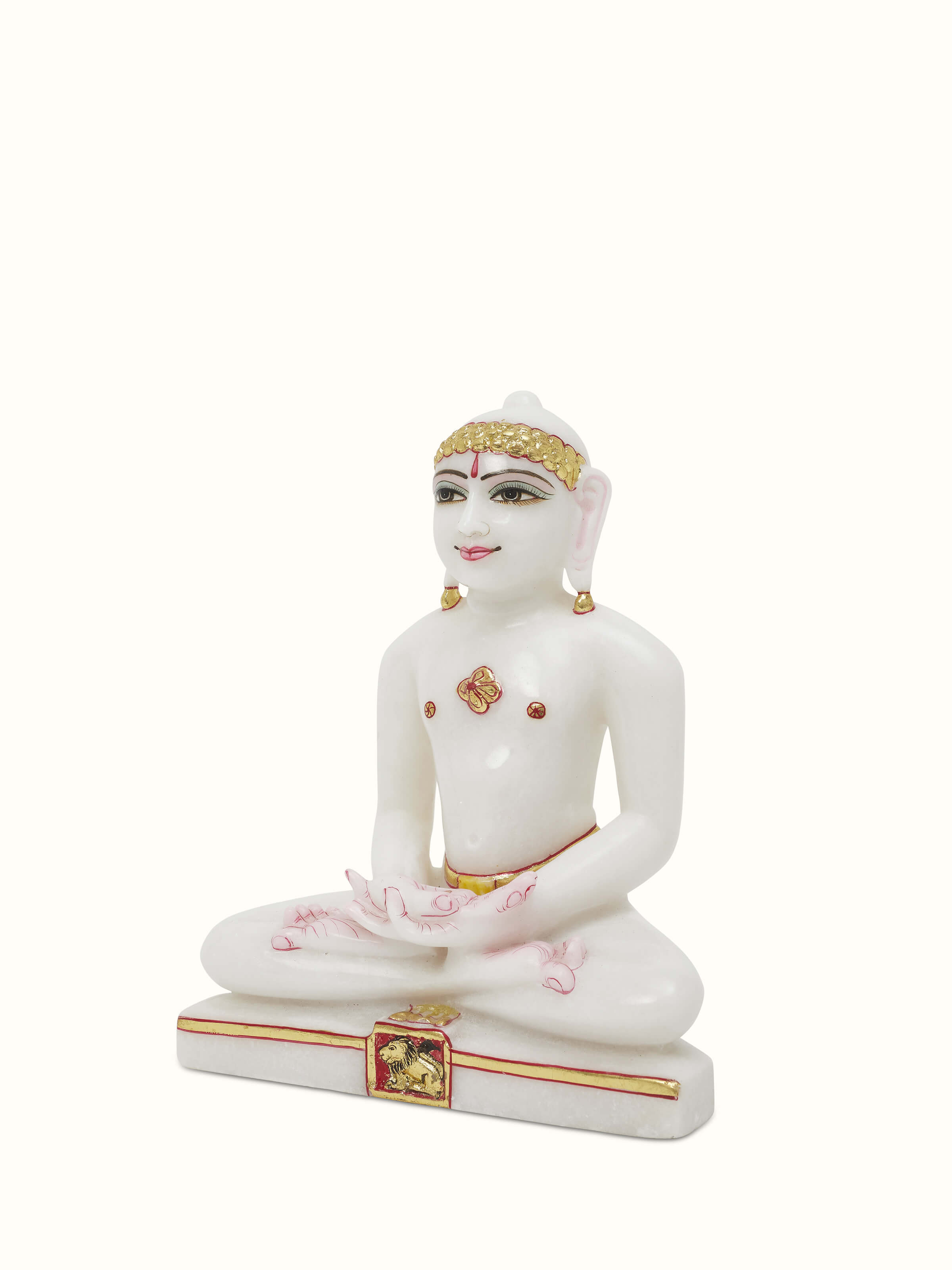 Side view of Carved marble Mahavir idol