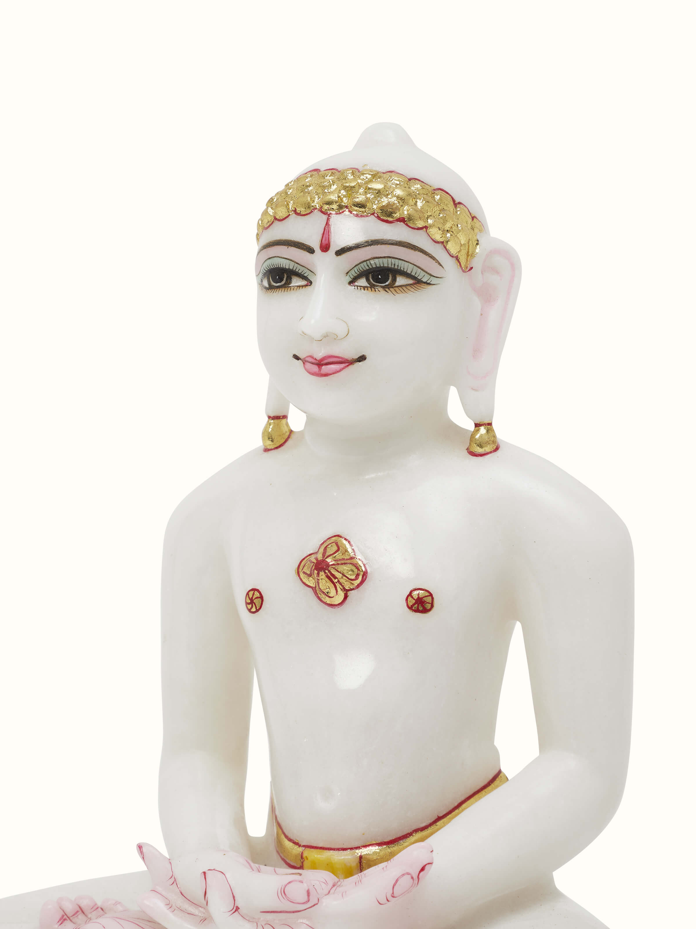 Detailed view of Carved marble Mahavir idol