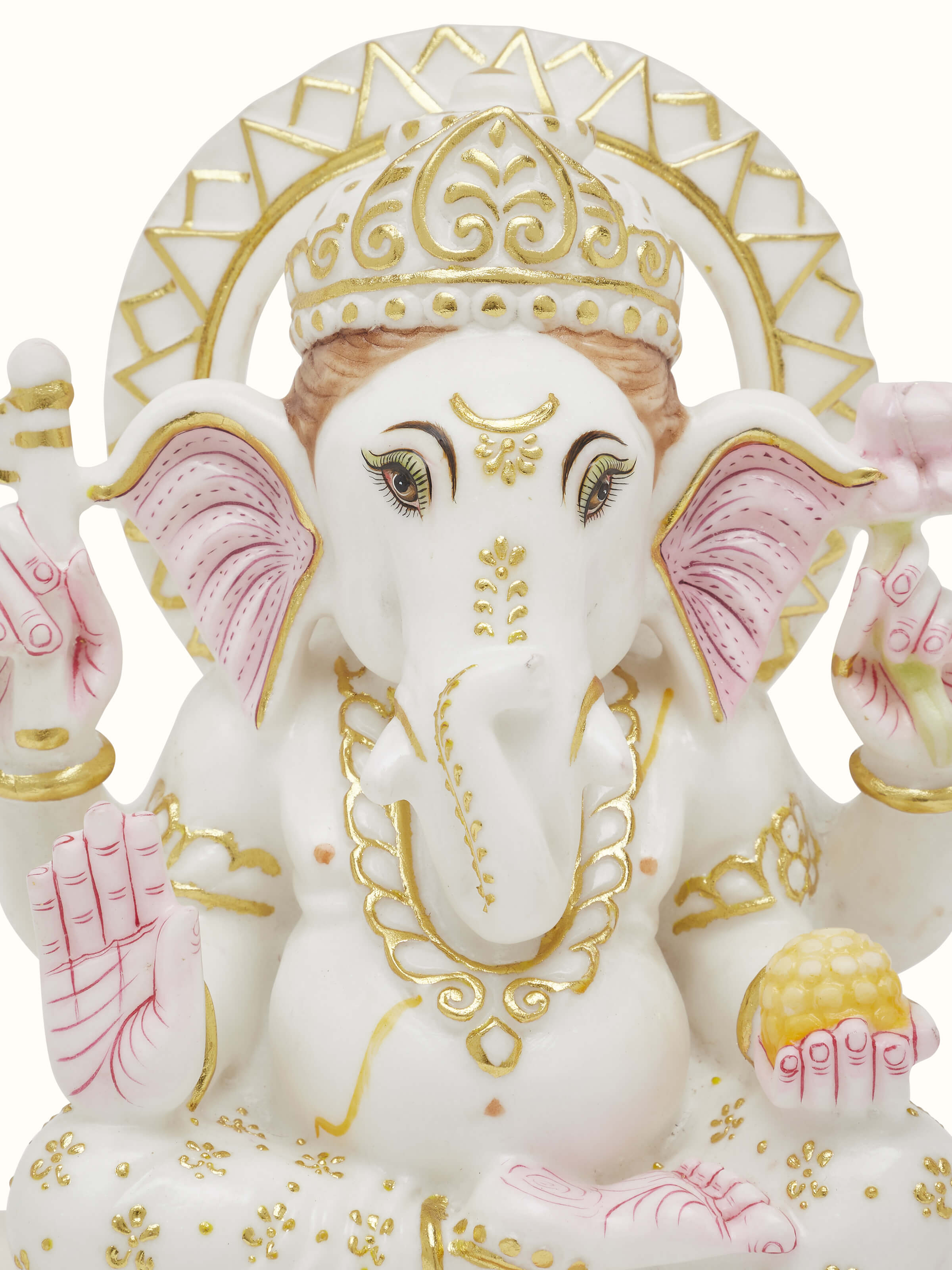 Alternate view of Carved Marble Ganesha Idol showcasing different angles and marble detailing.