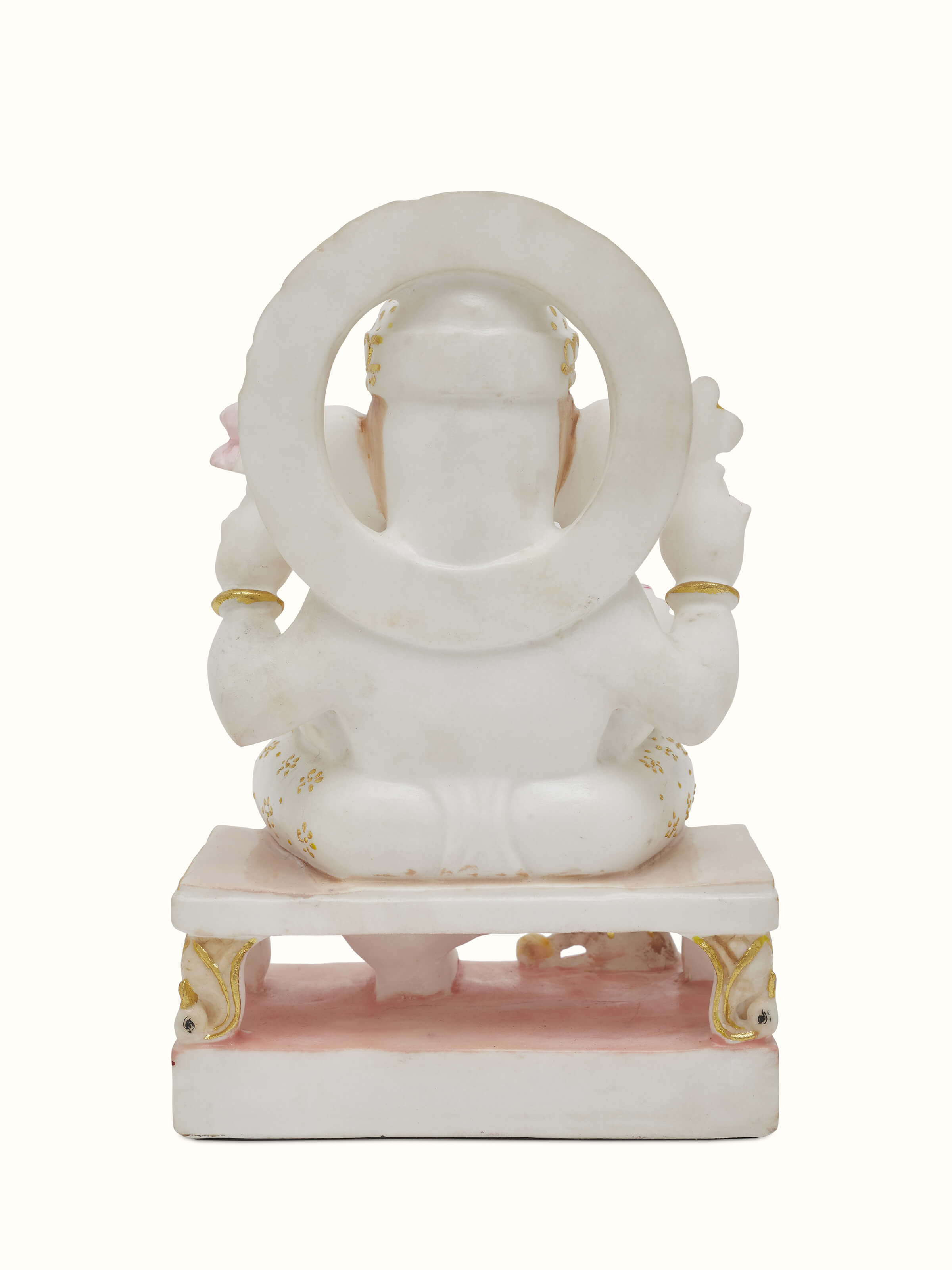 Close-up detail of Carved Marble Ganesha Idol highlighting the fine carving and intricate features.