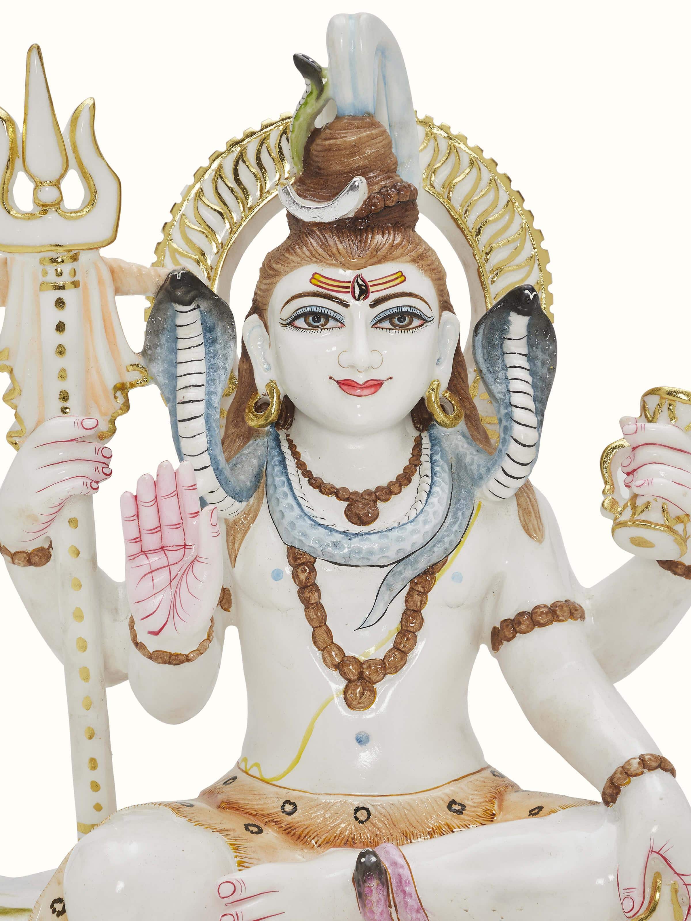Alternate view of Carved Marble Shiva Idol showcasing different angles and detailed craftsmanship.