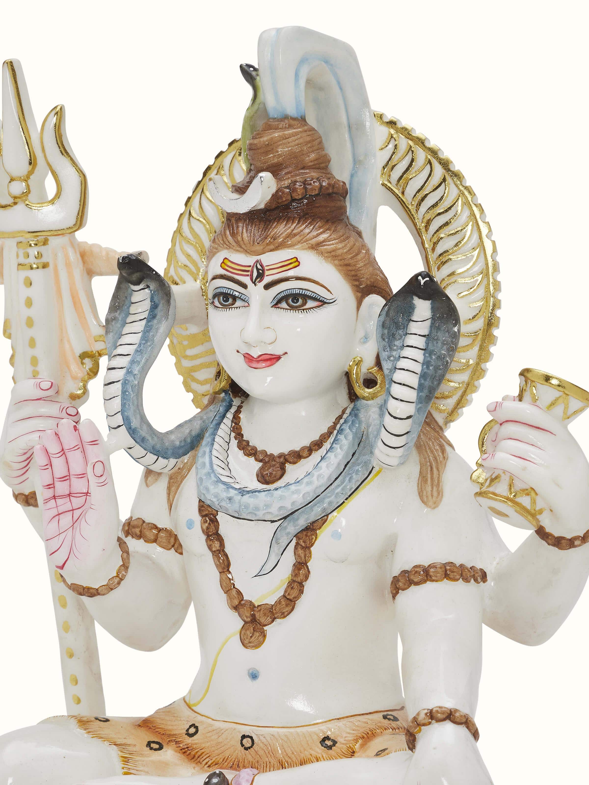 Additional view of Carved Marble Shiva Idol displaying different aspects of the marble carving.