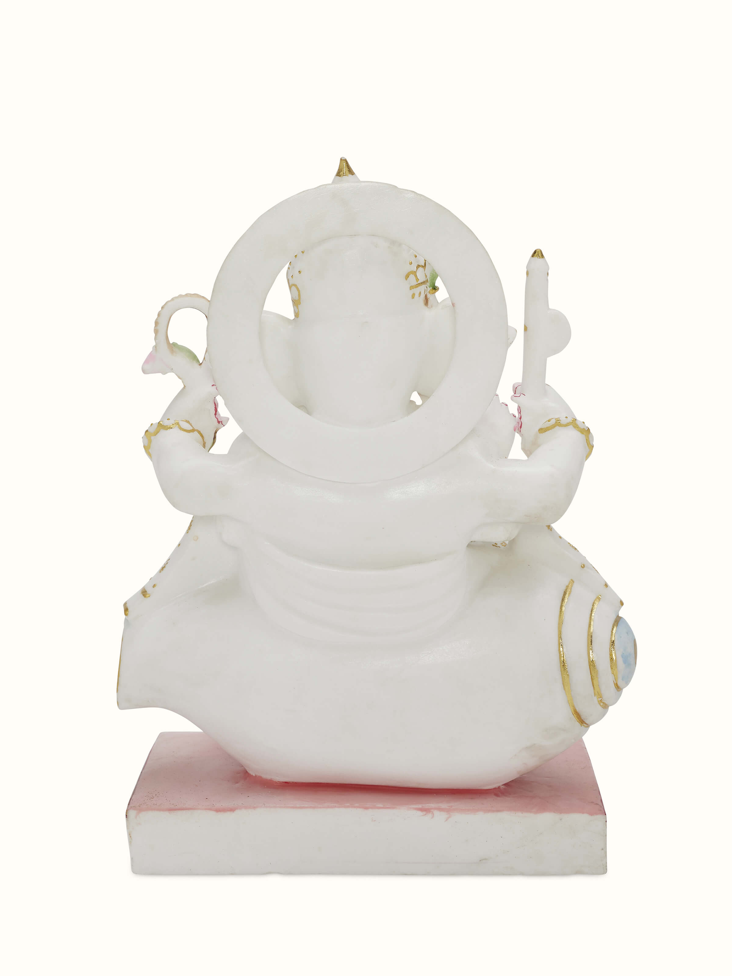 Back view of carved marble Ganesha idol.
