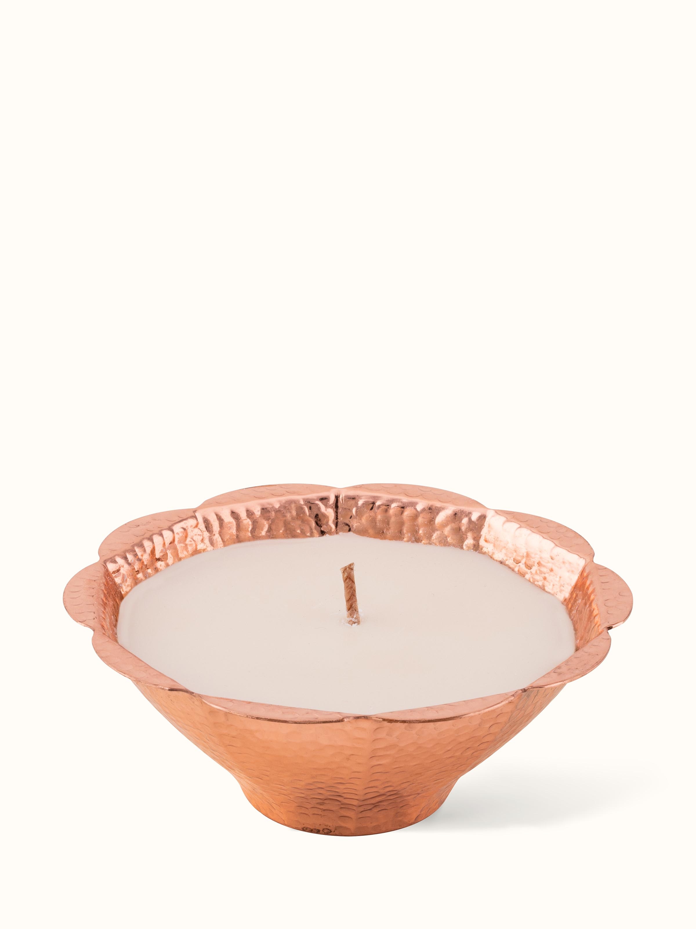 Front view of Mogra Copper Candle showcasing its elegant design and craftsmanship