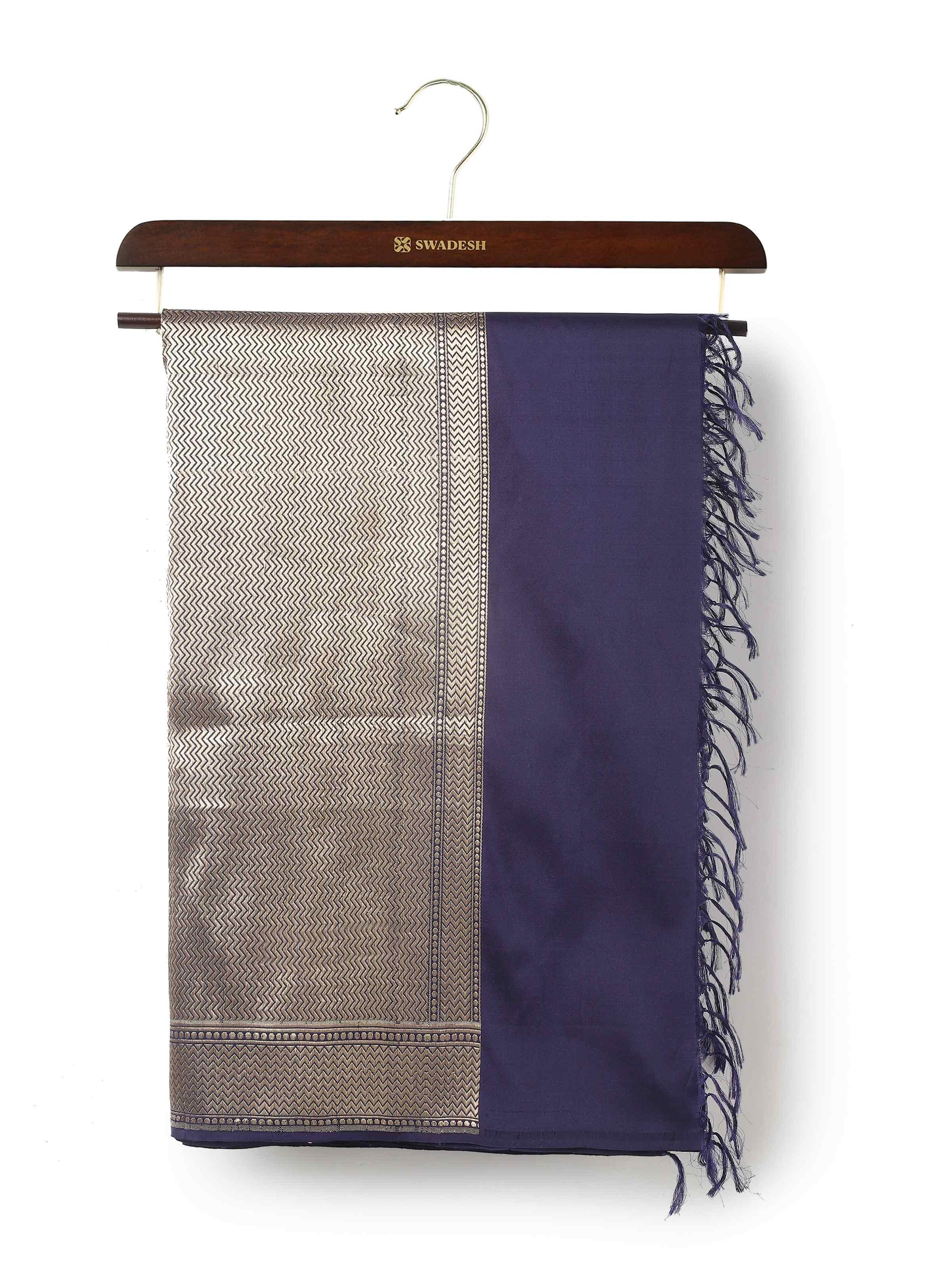 Blue Silk Banarasi Dupatta