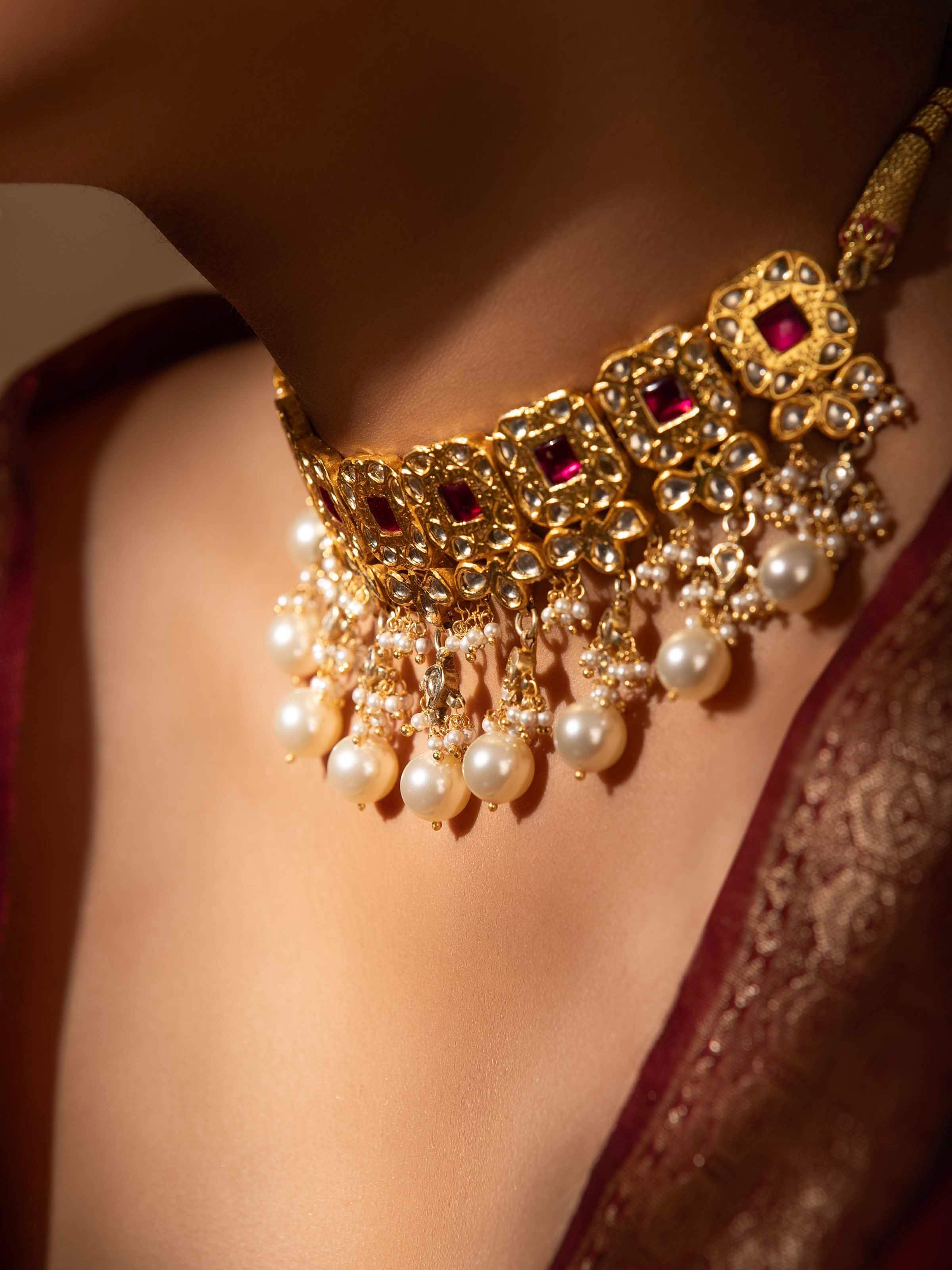 Close-up of Silver Smithing Choker focusing on intricate design