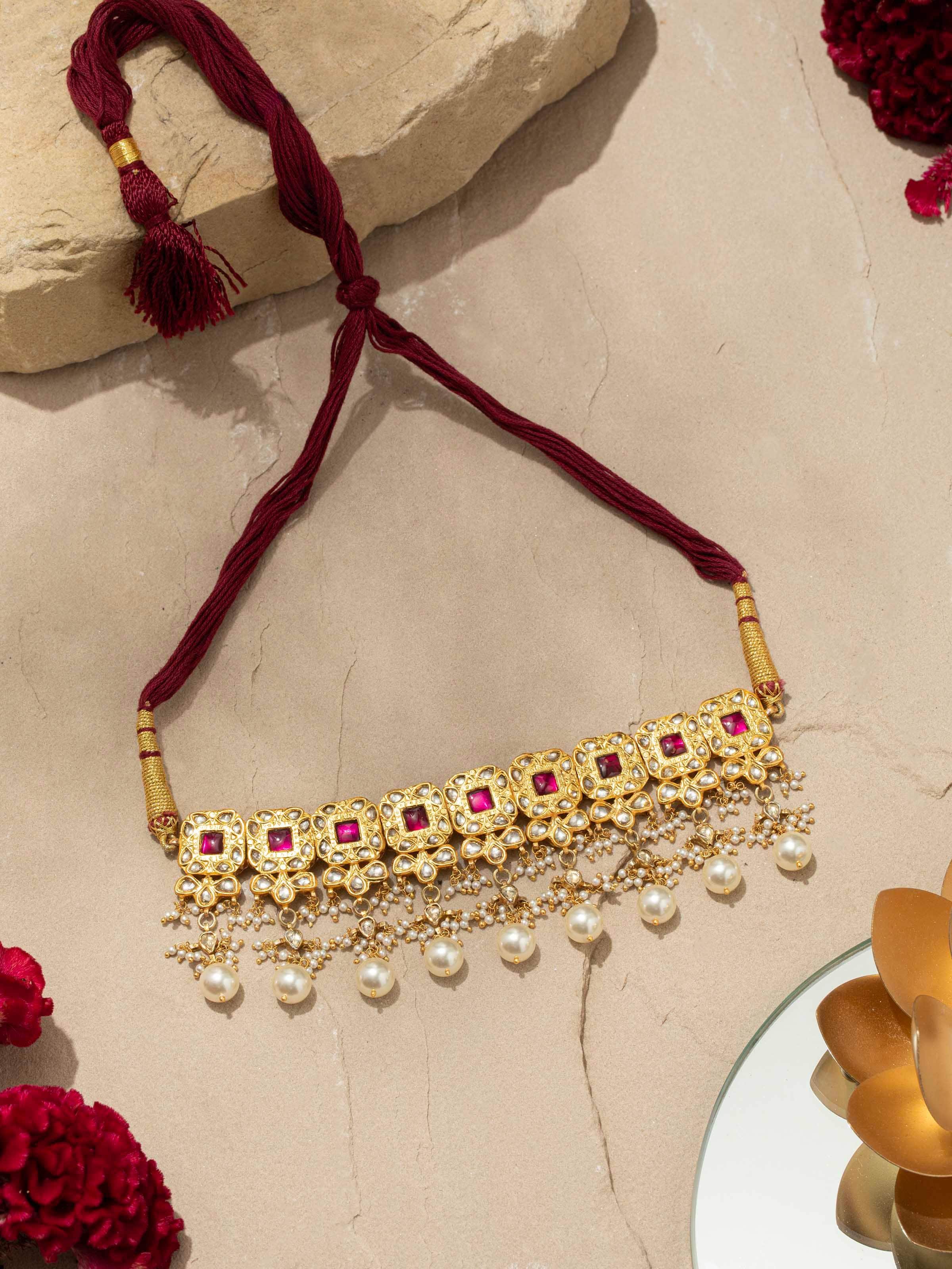 Overhead view of Silver Smithing Choker showing overall design