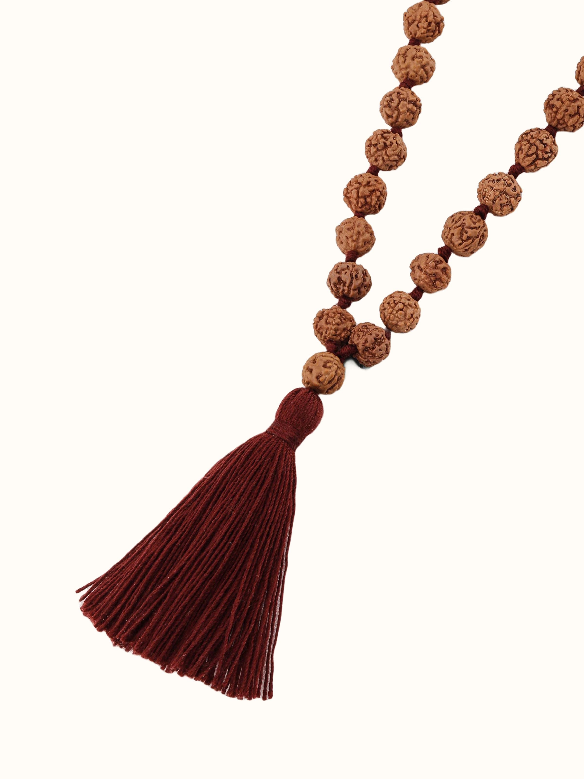Full view of Khuri Panchmukhi Rudraksha Mala (4mm) illustrating the complete length and bead consistency
