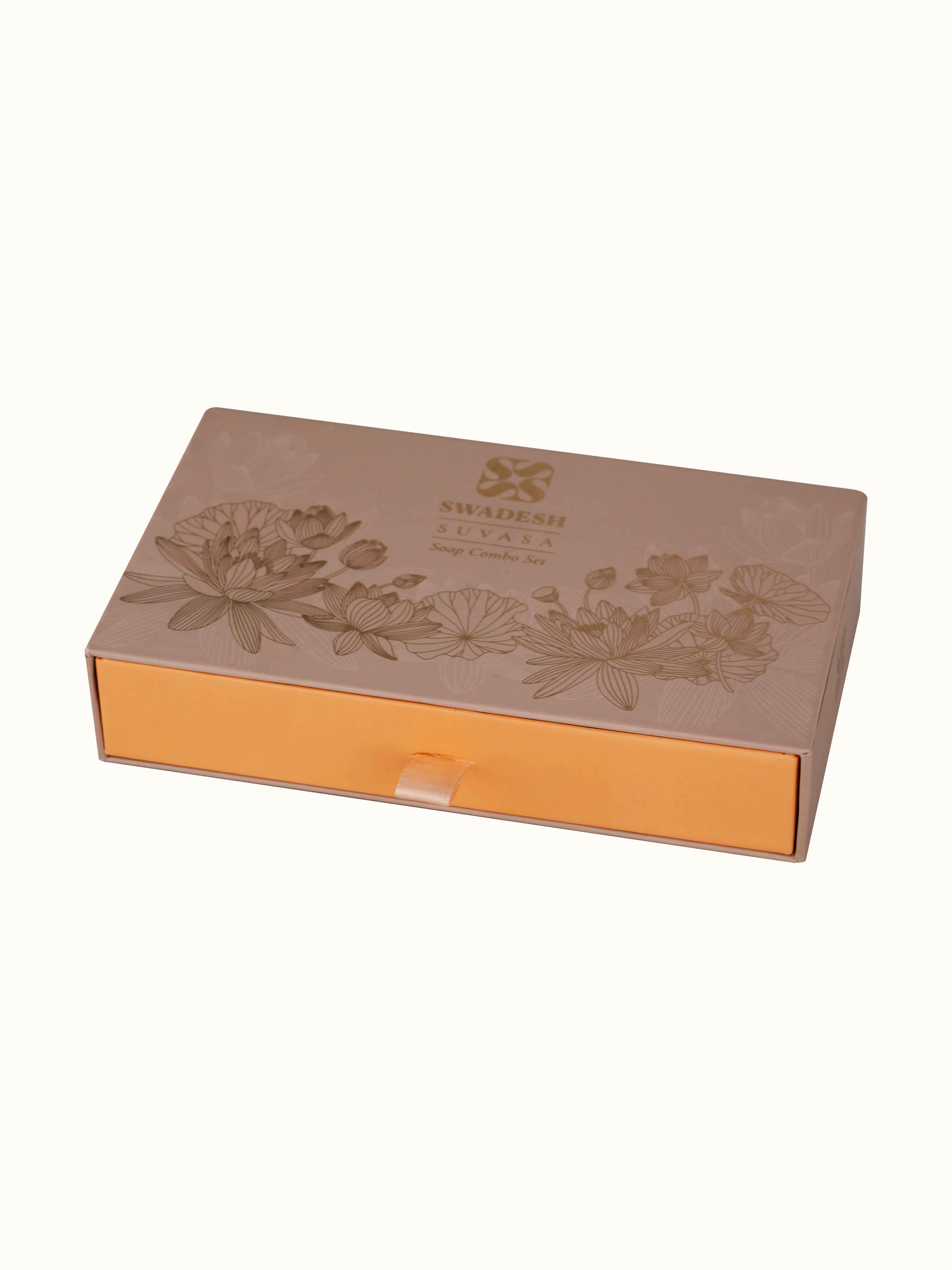Front view of Suvasa Soap Combo Set (Pack of 2) showing the soaps arranged in their packaging with labels visible.