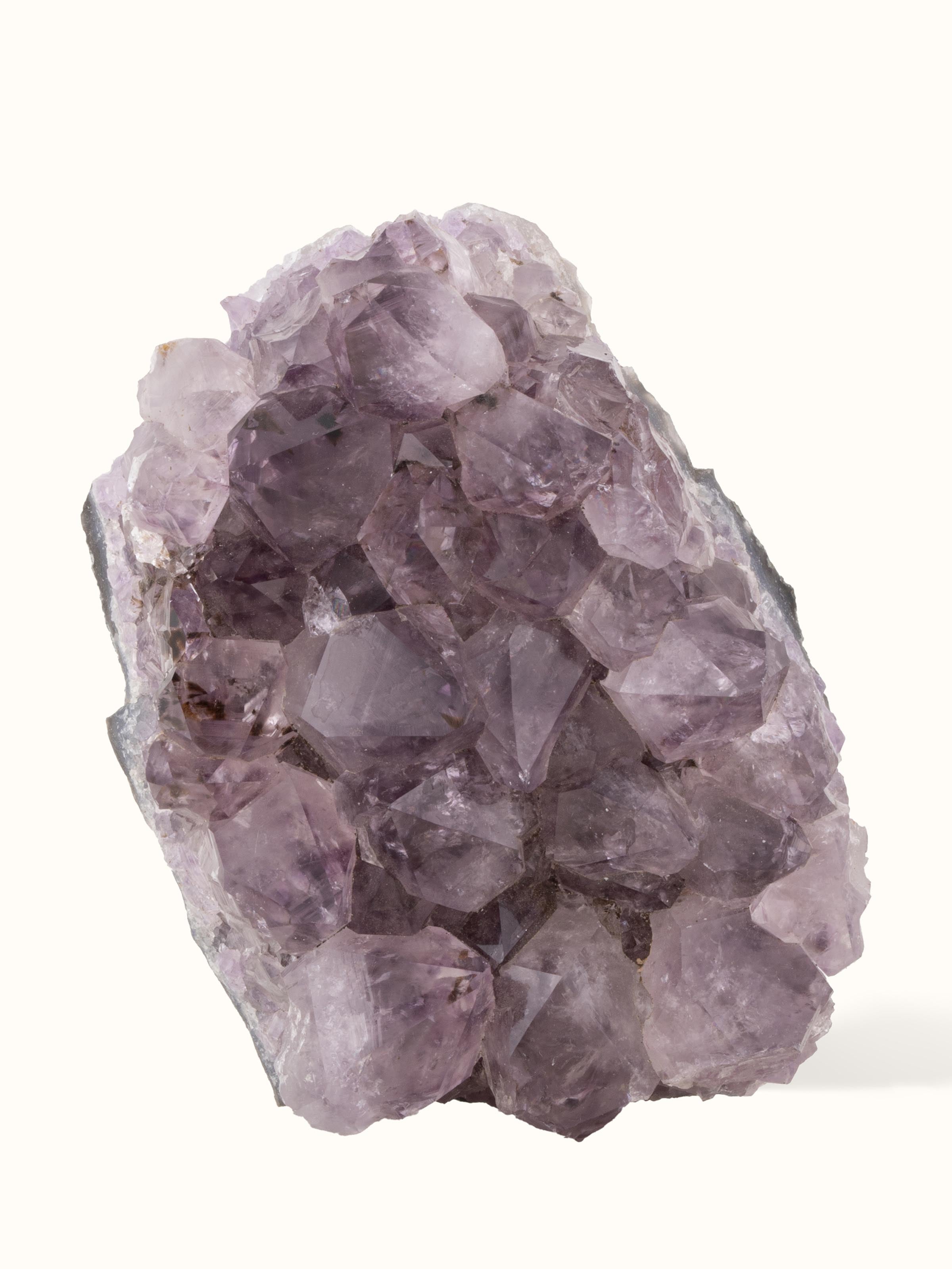 Front view of Amethyst Cluster Healing Stone displaying the vibrant purple crystals and natural formations.