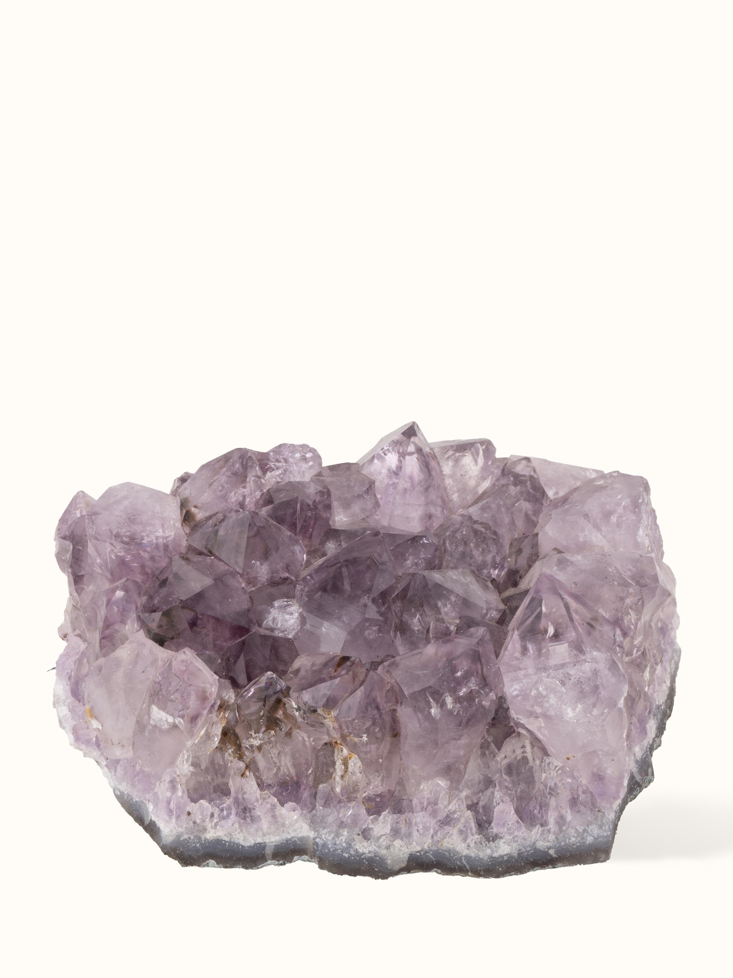 Top view of Amethyst Cluster Healing Stone showcasing the arrangement of crystals and overall shape.
