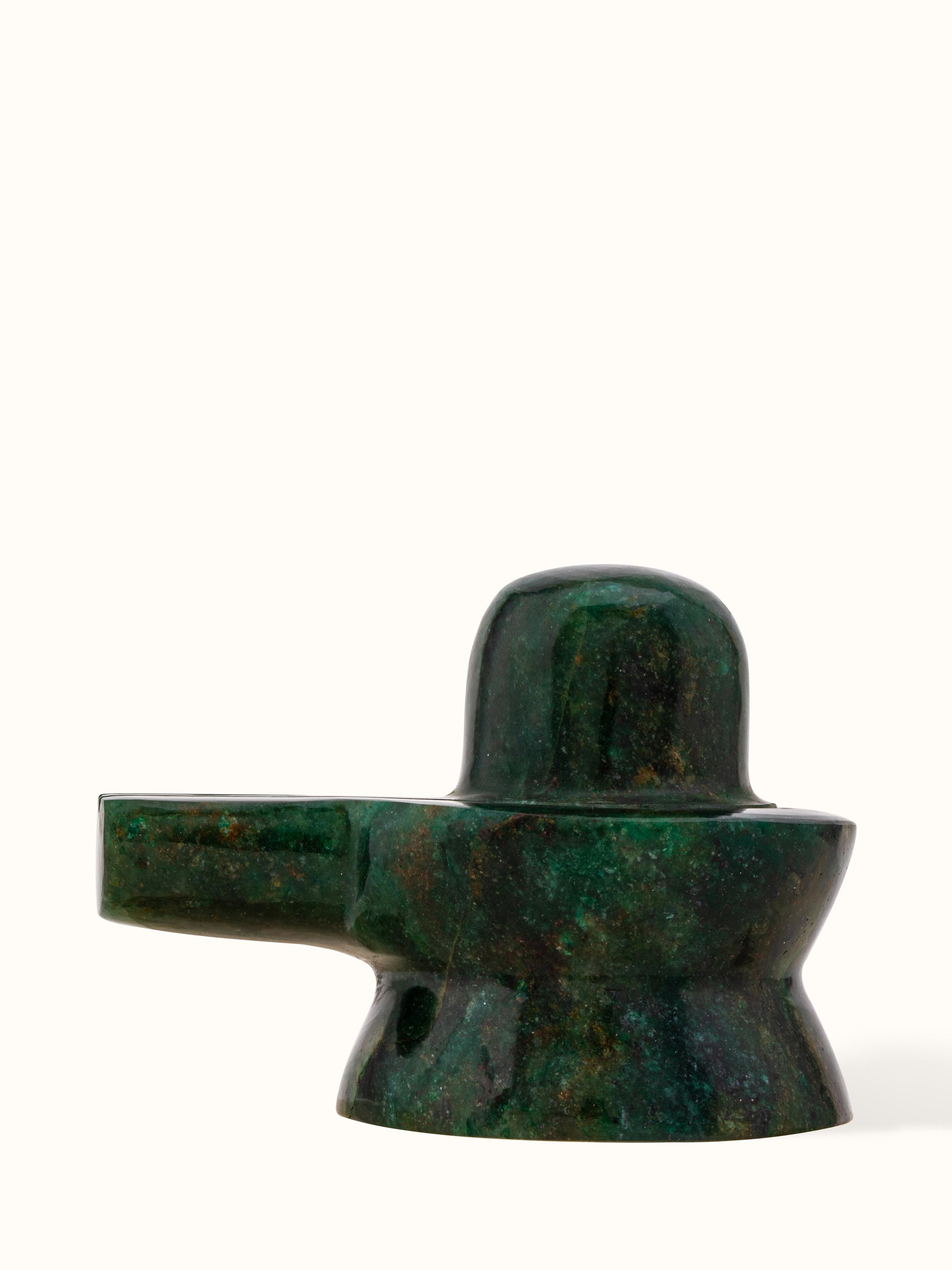 Front view of Jade Shivling (Medium) displaying the detailed carving and smooth green jade finish.