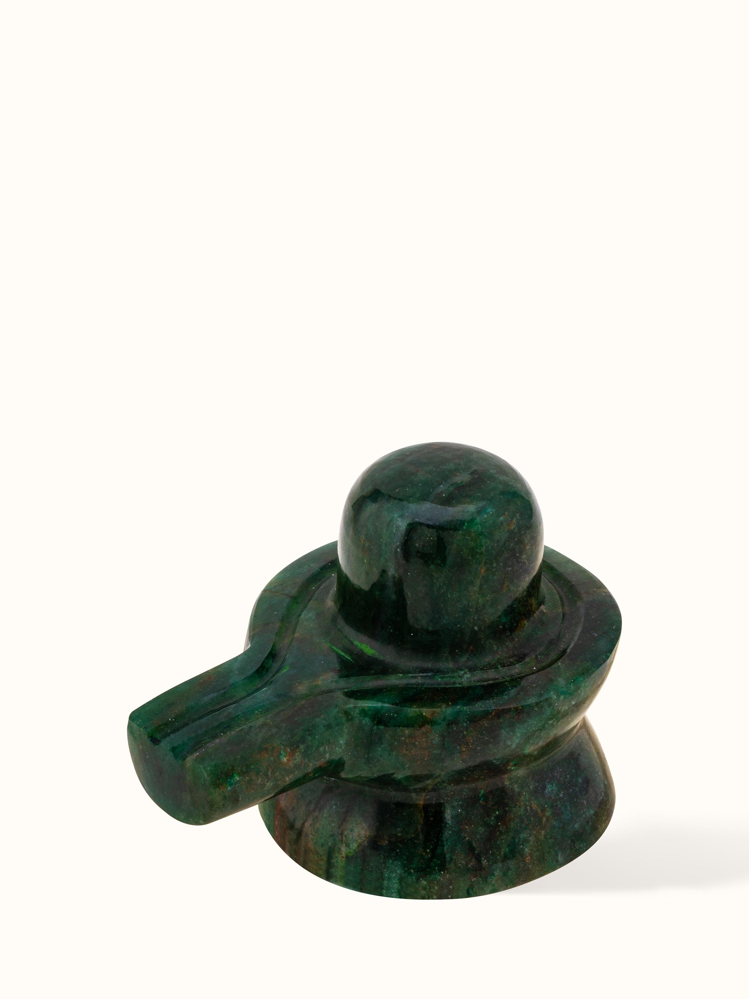 Back view of Jade Shivling (Medium) revealing the base and natural jade texture.