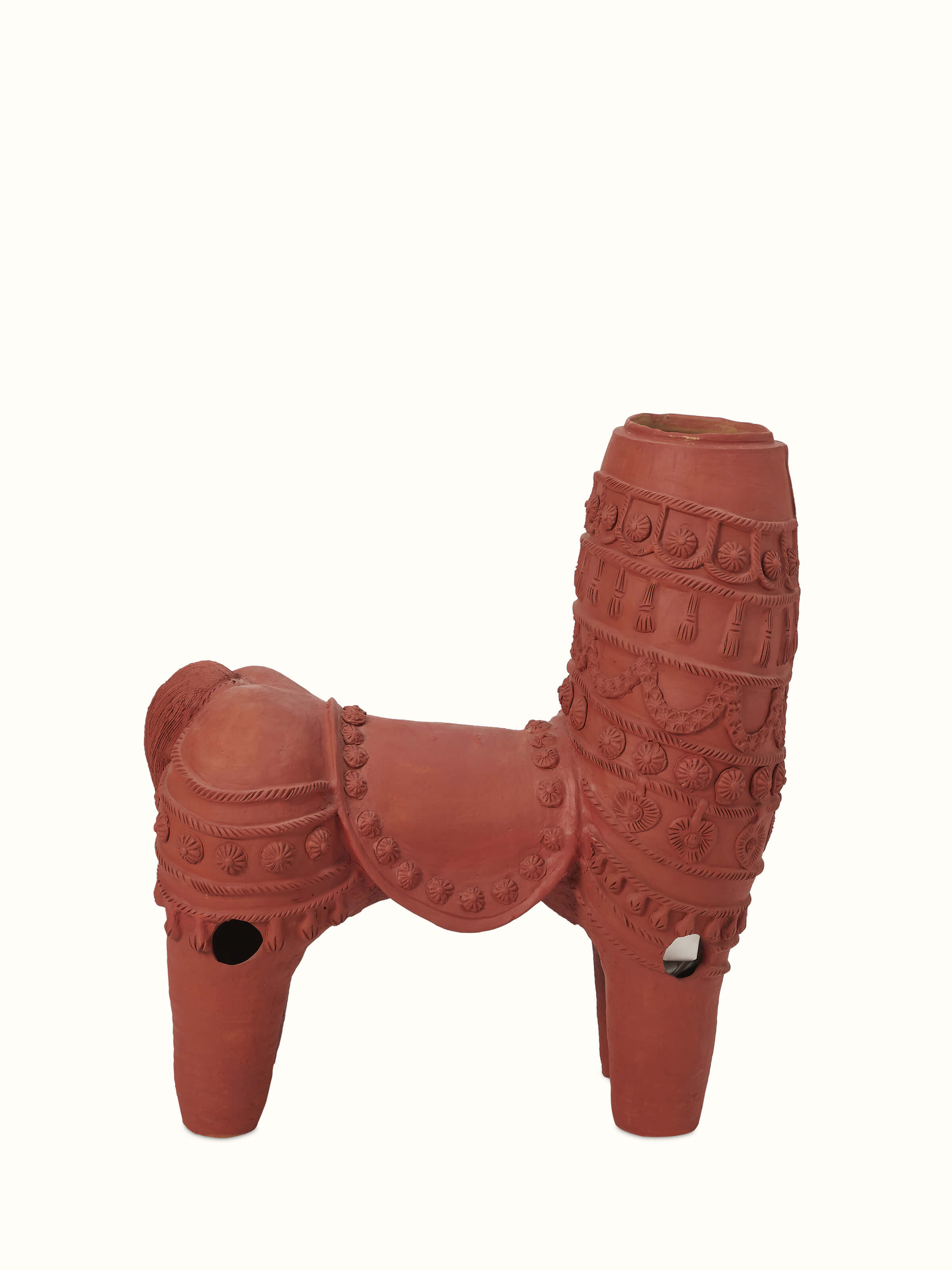Close-up view of Terracotta Clay Horse Sculpture showcasing the craftsmanship and texture of the clay sculpture