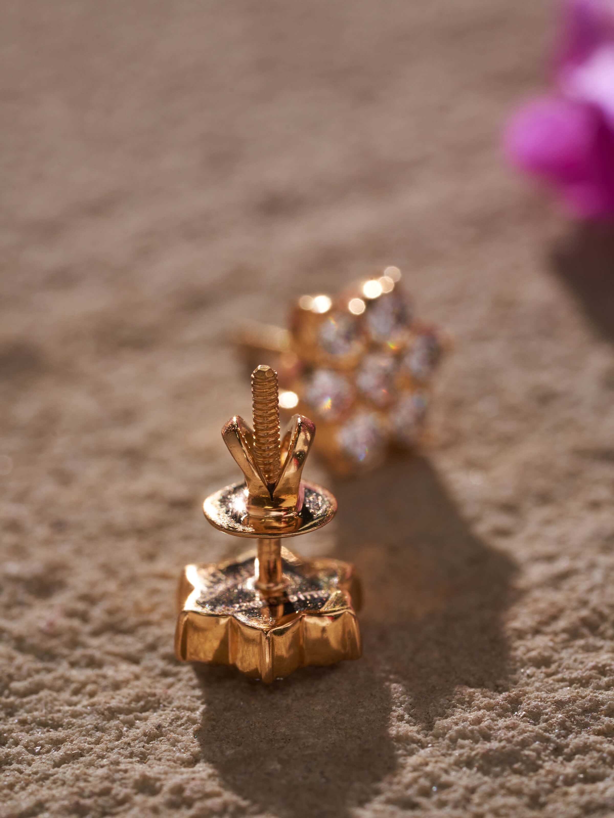 Back view emphasizing the secure and polished earring setting