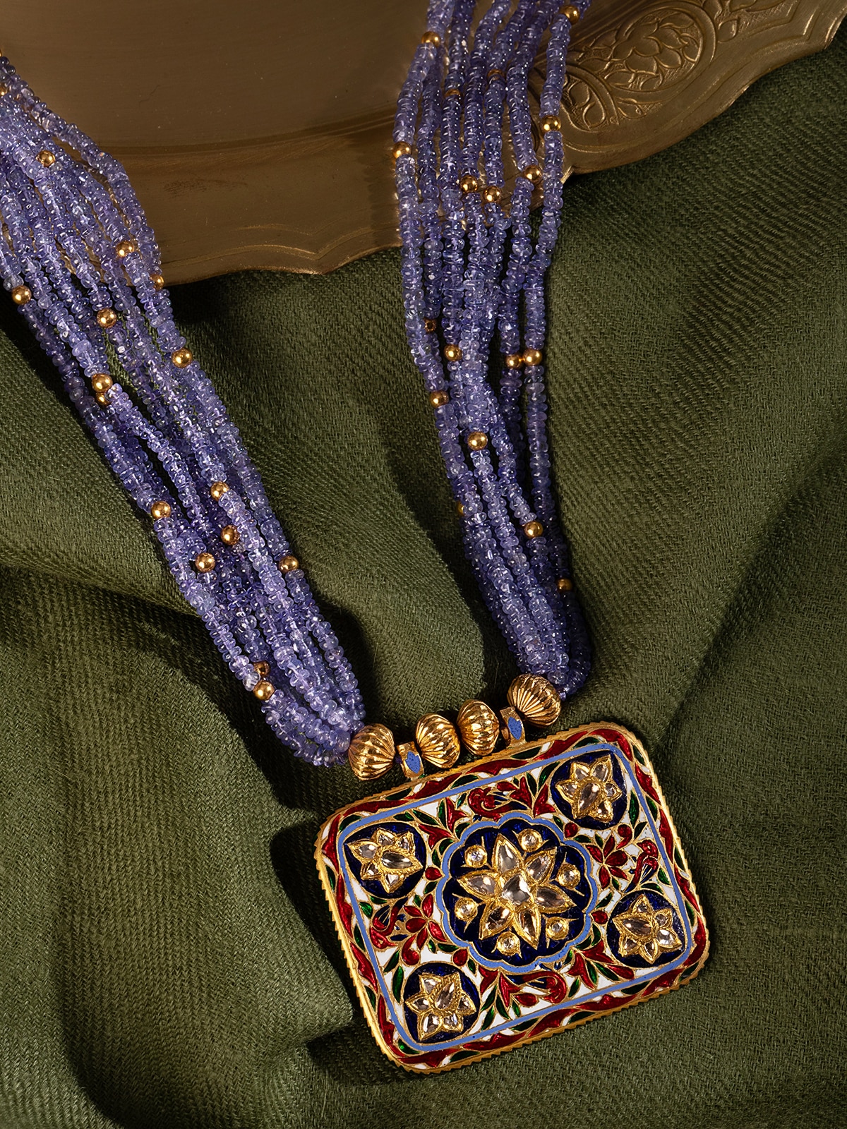 Meenakari 22 Karat Gold Pendant & Chain