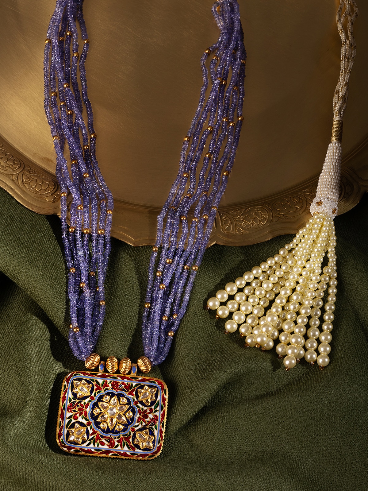 Meenakari 22 Karat Gold Pendant & Chain