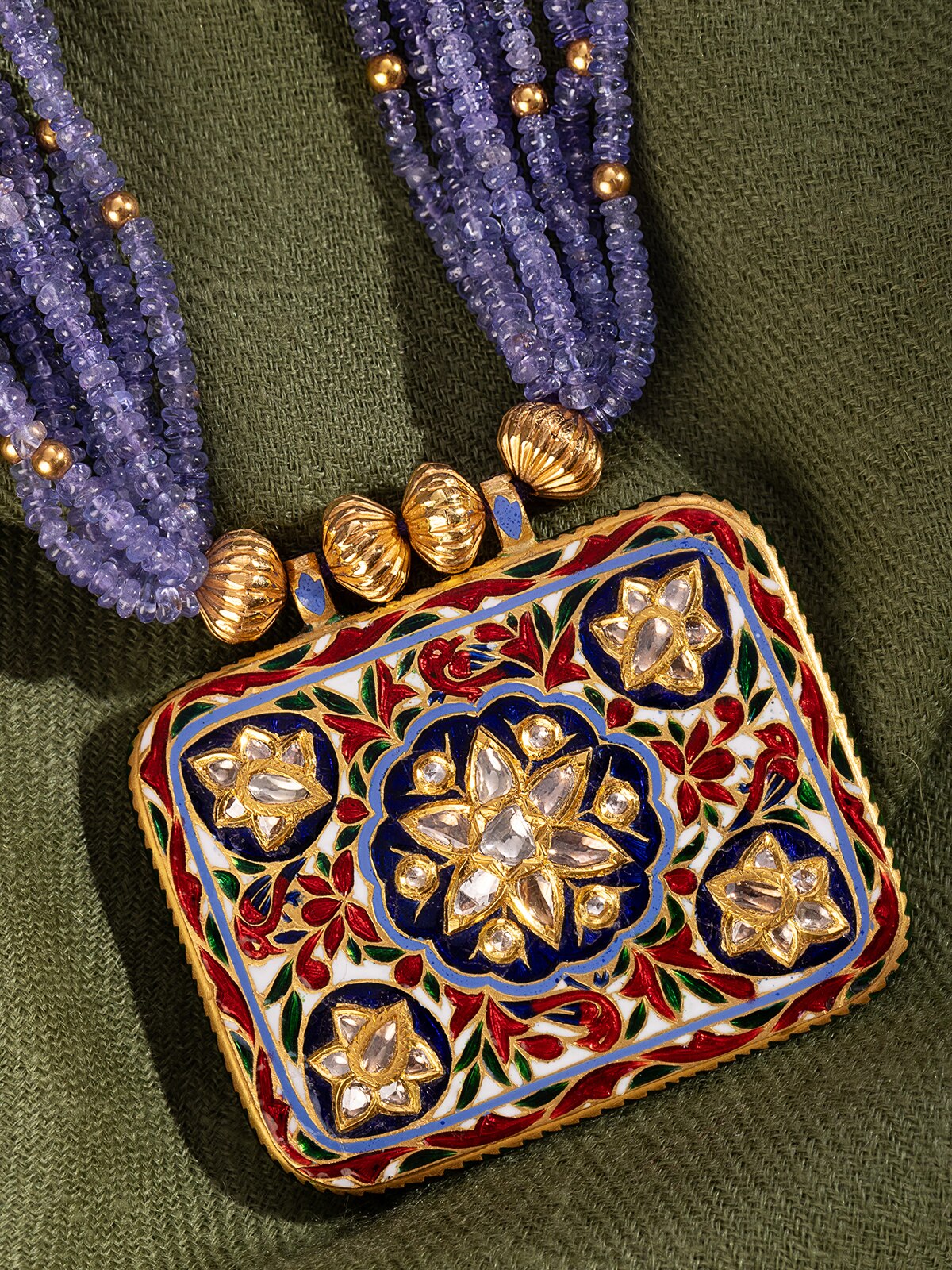 Meenakari 22 Karat Gold Pendant & Chain