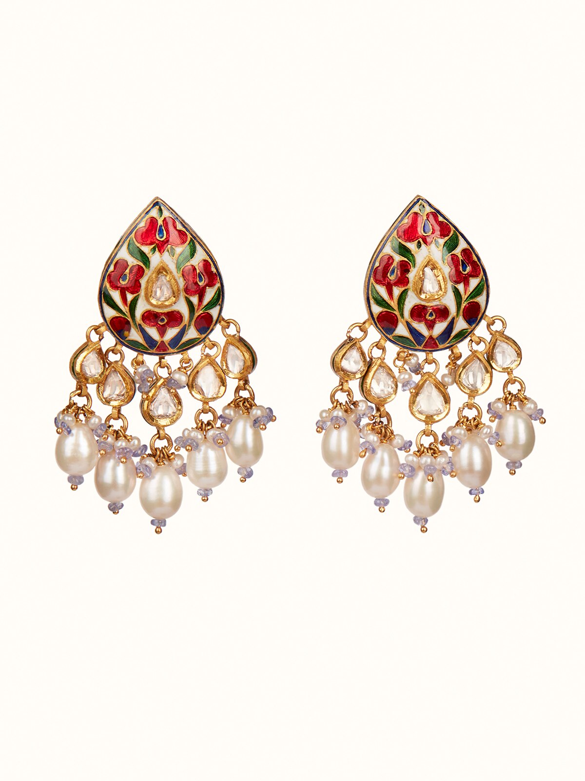 Front view highlighting the intricate Meenakari work and rich gold luster