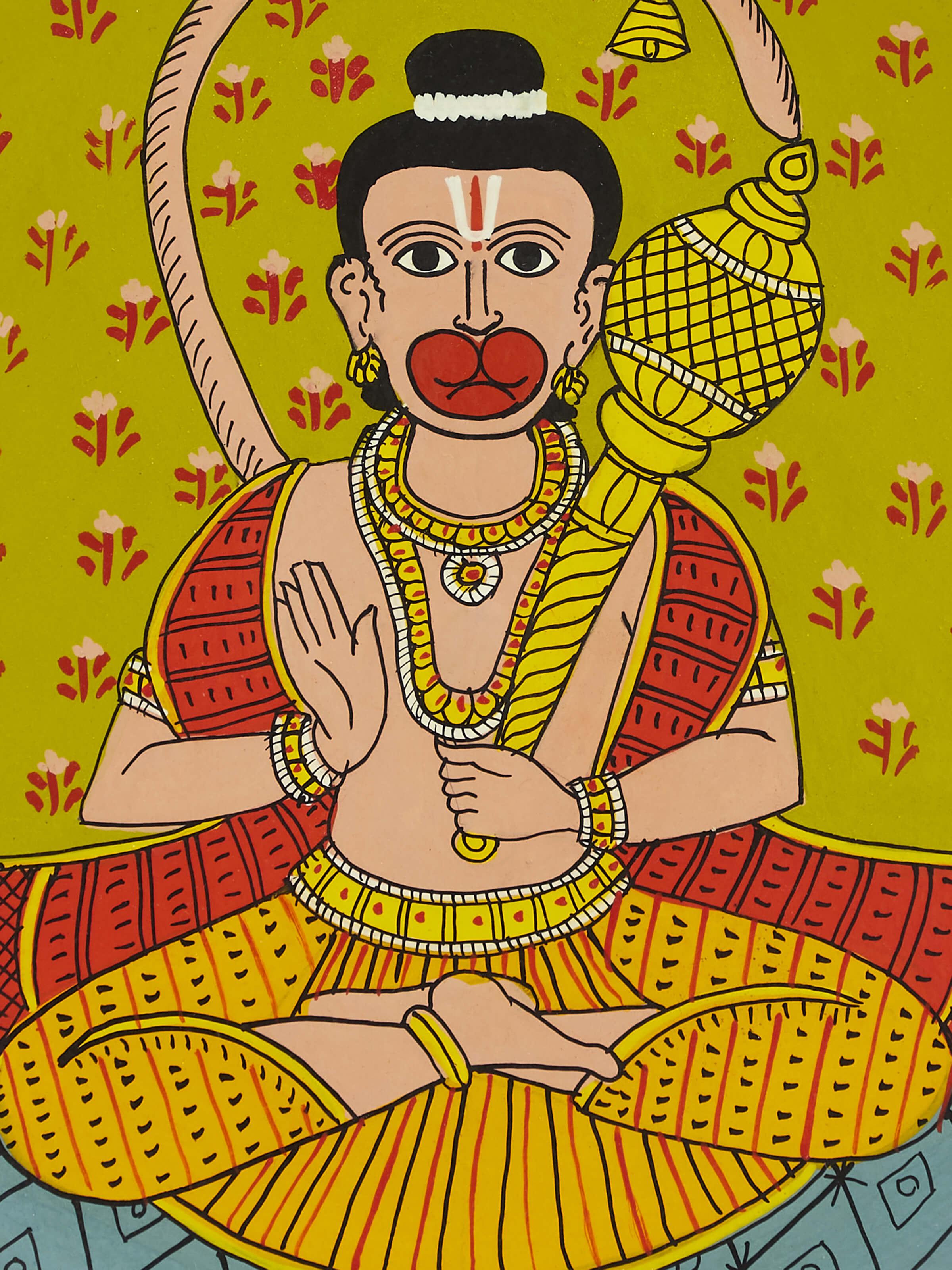 Front view of Cheriyal Hanuman display plate