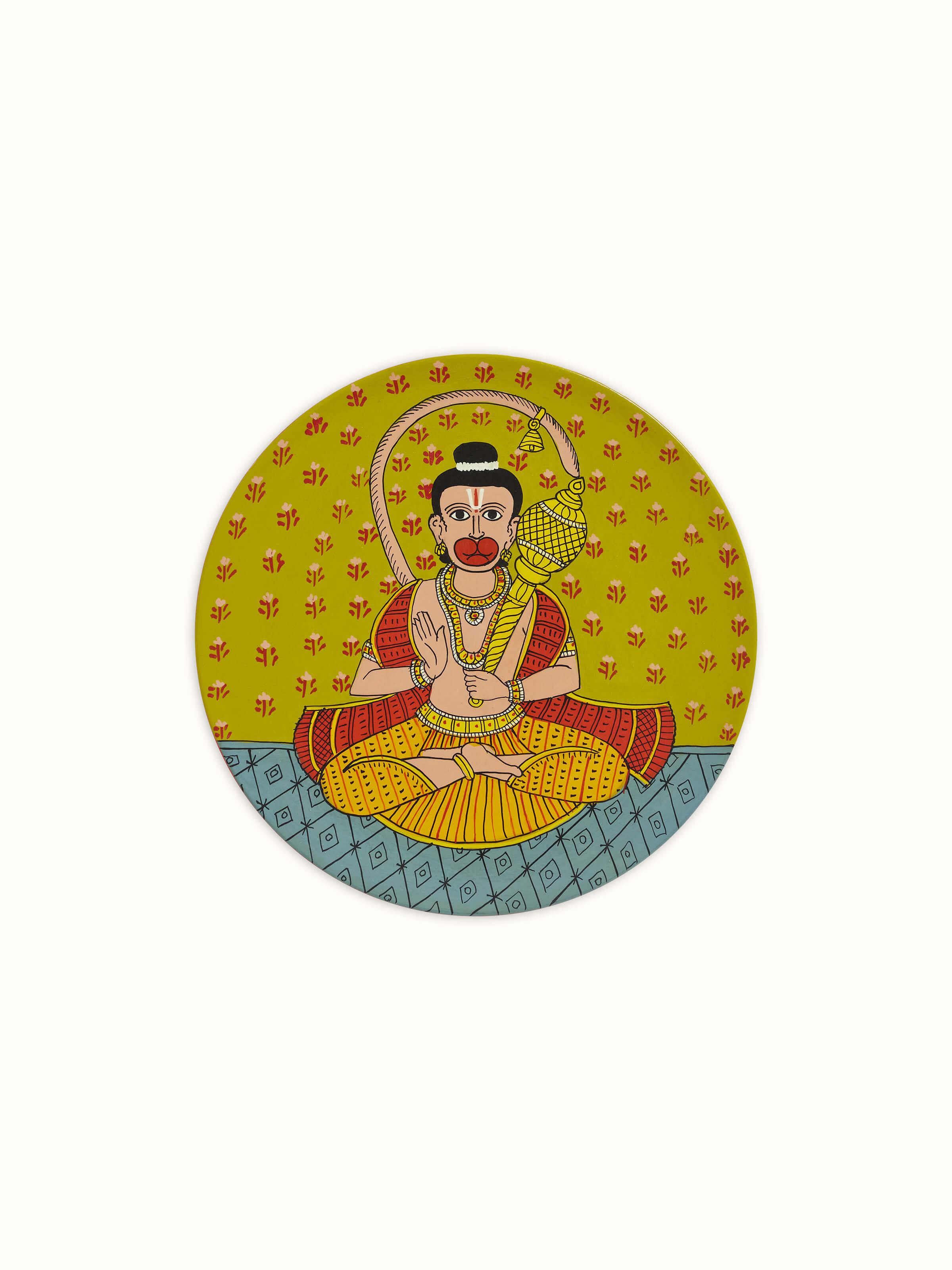 Detailed close-up of Cheriyal Hanuman display plate