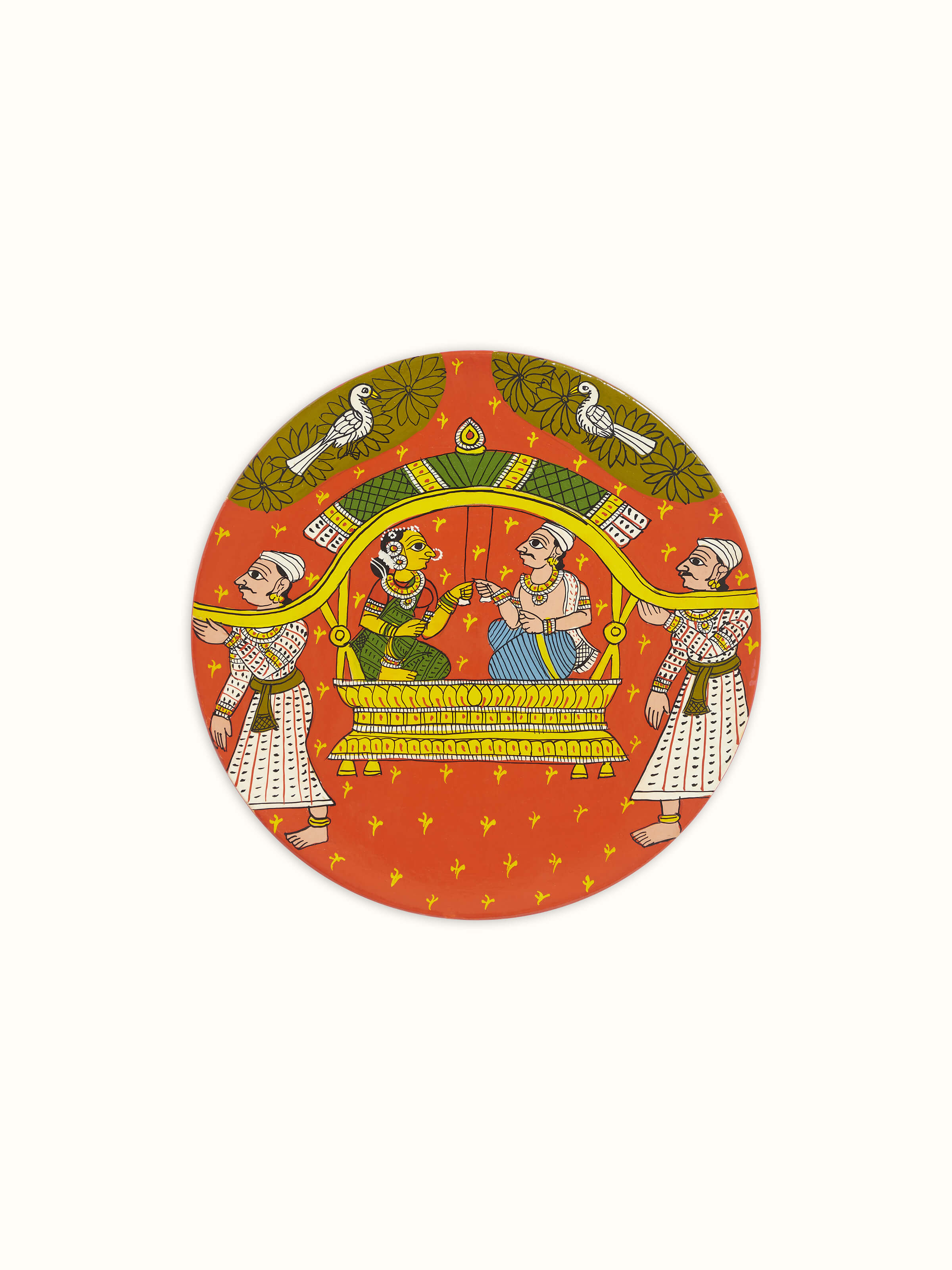 Cheriyal palkhi display plate, featuring traditional design and vibrant colors, Swadesh