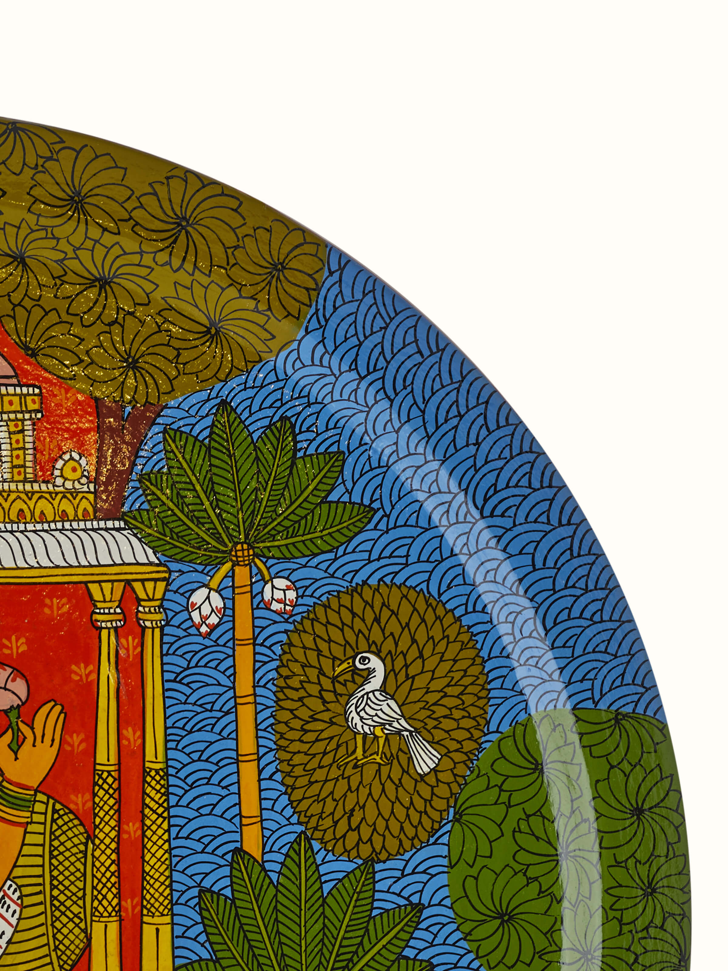 Alternate view of Cheriyal Lady Display Plate showcasing the overall design and colors.