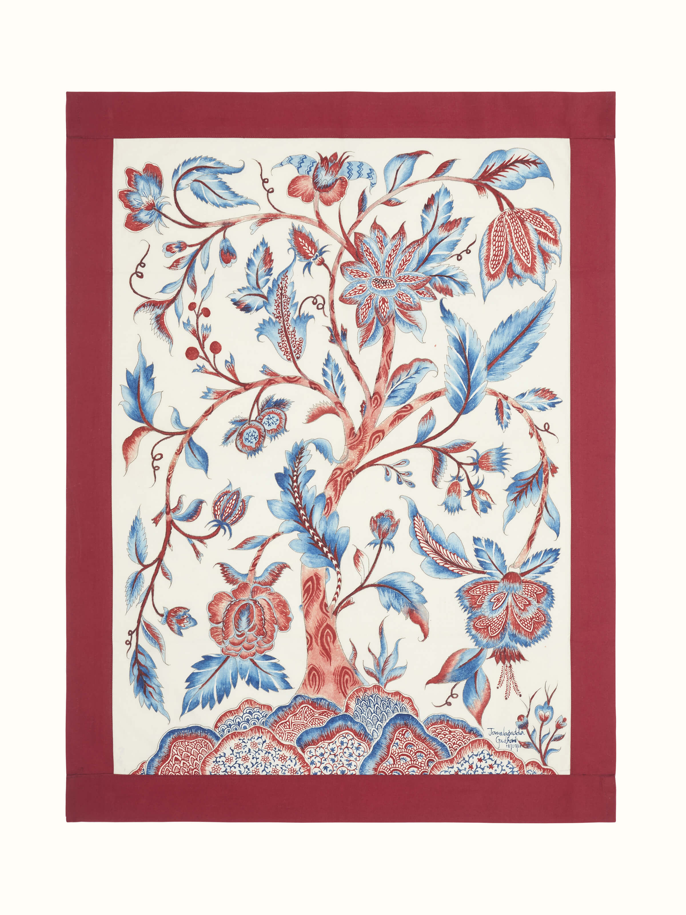 Front view of Kalamkari Tree of Knowledge Painting by Swadesh showcasing vibrant Kalamkari art with a depiction of the tree of knowledge.