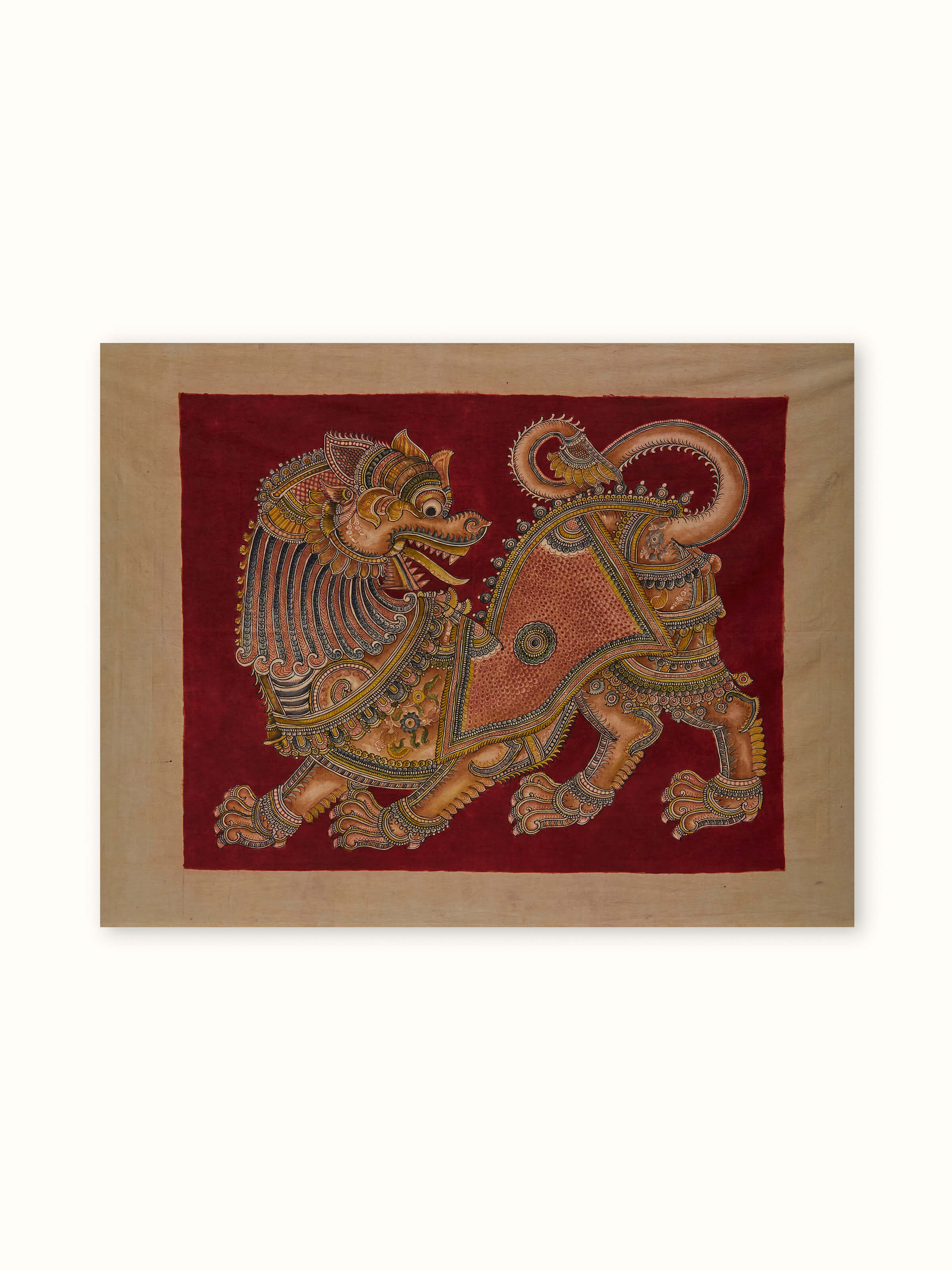Front view of Kalamkari Painting showing traditional hand-painted details and vibrant colors.