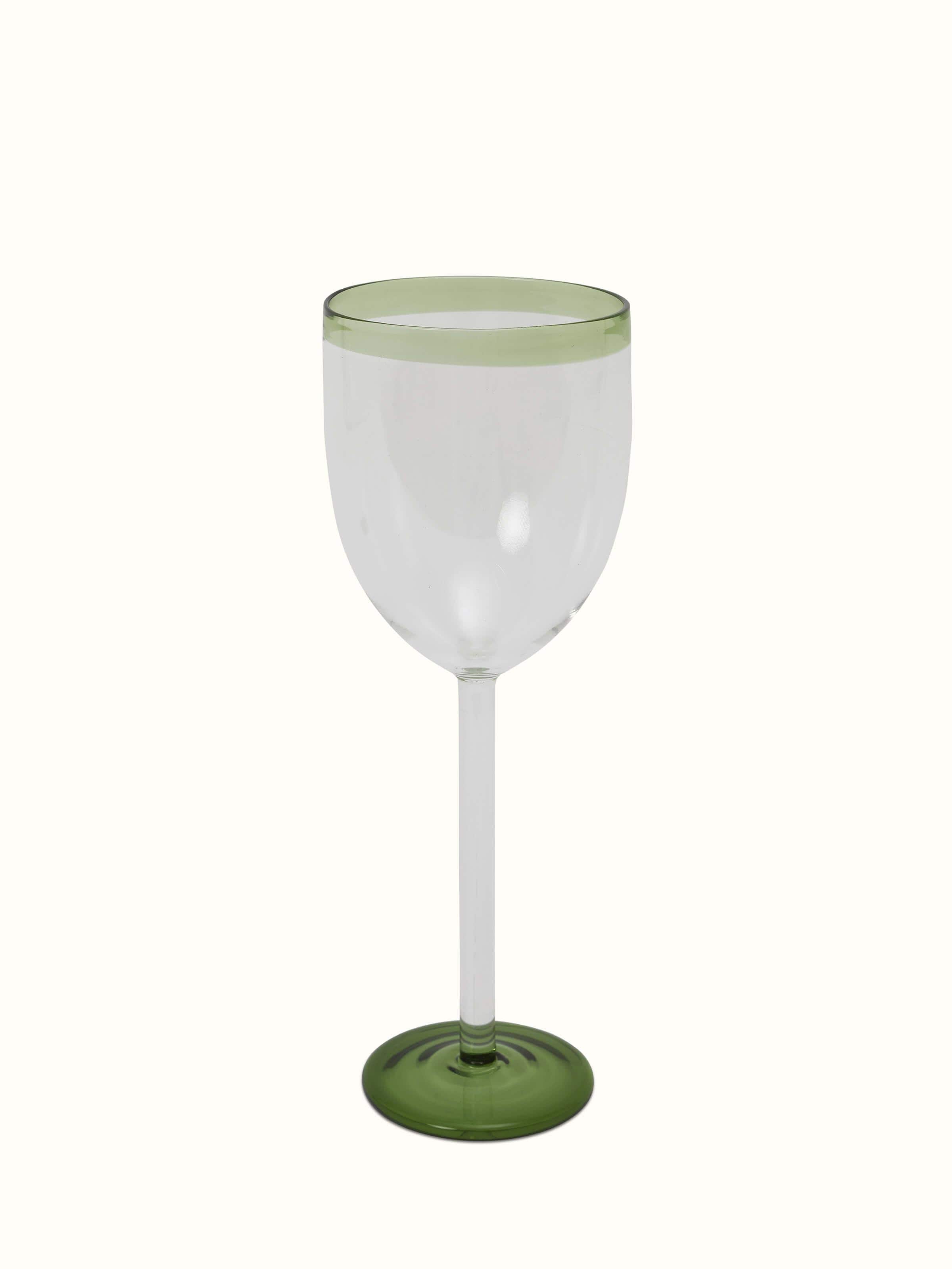 Side view of Glass-Worked Wine Glasses (2 pcs) highlighting the shape and craftsmanship of the glasses.