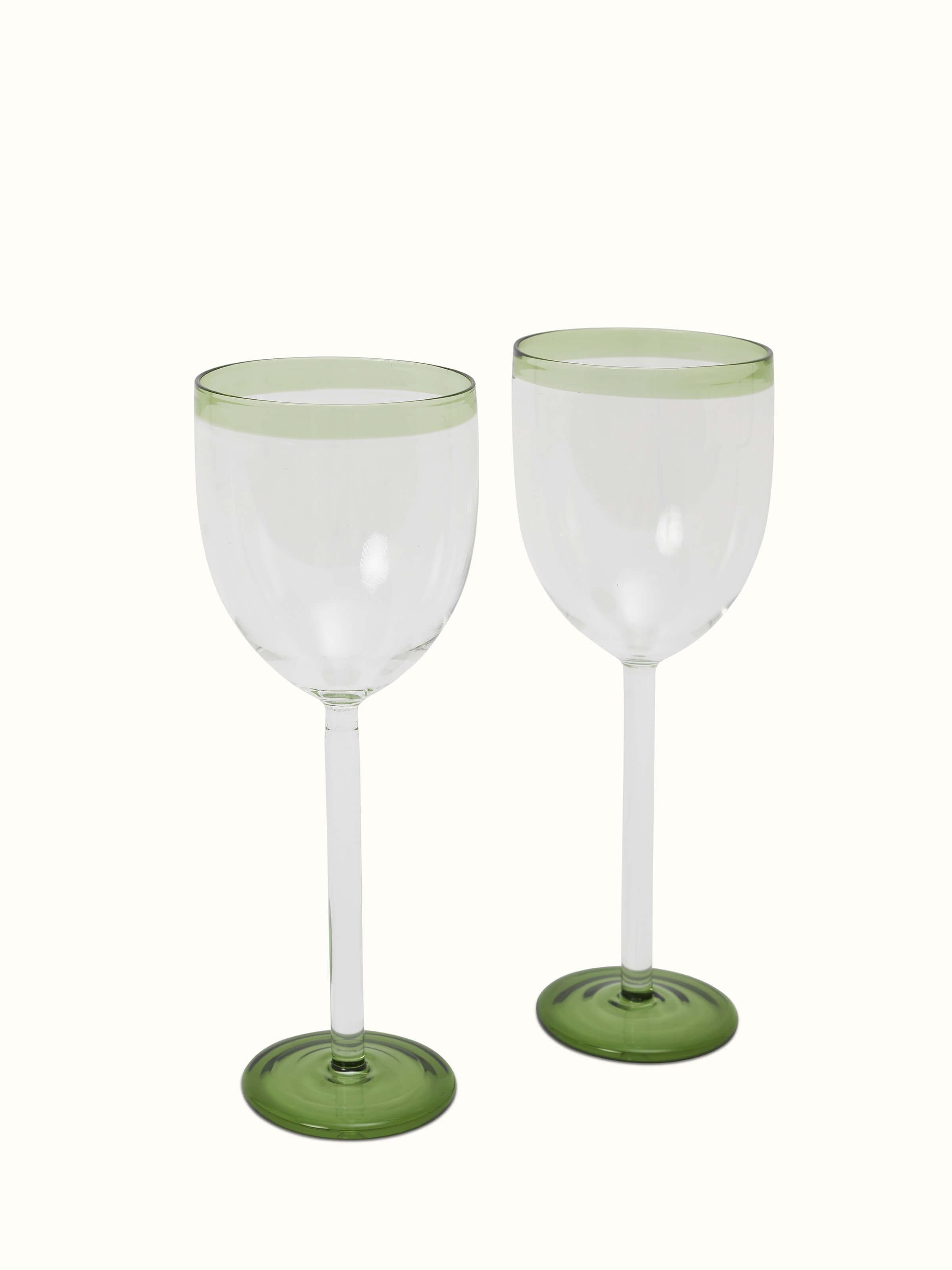Front view of Glass-Worked Wine Glasses (2 pcs) featuring elaborate glasswork and design.