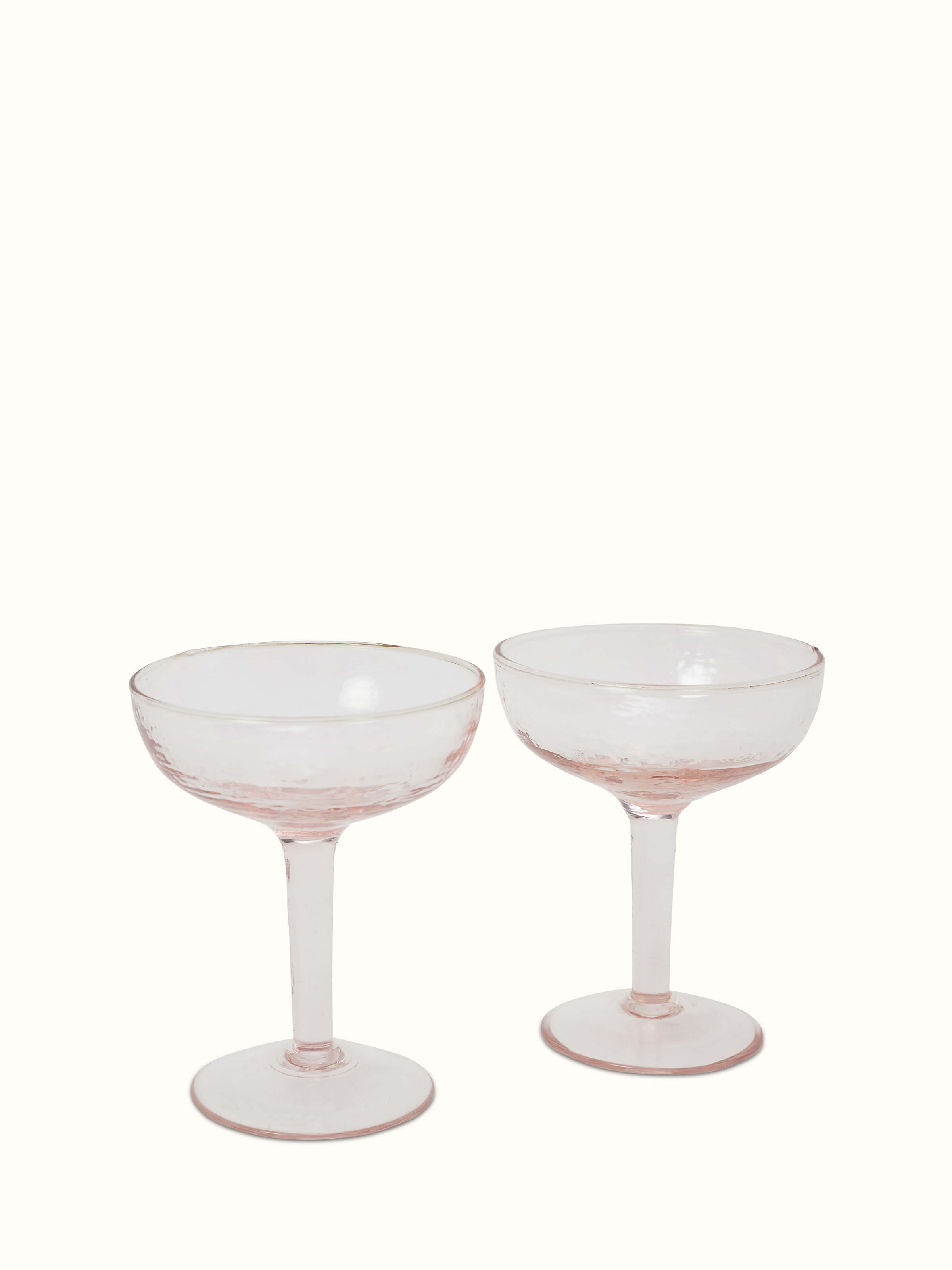 Side view of glass-worked coupe glasses (2 pcs) from Swadesh, highlighting intricate glasswork detail and elegant design.