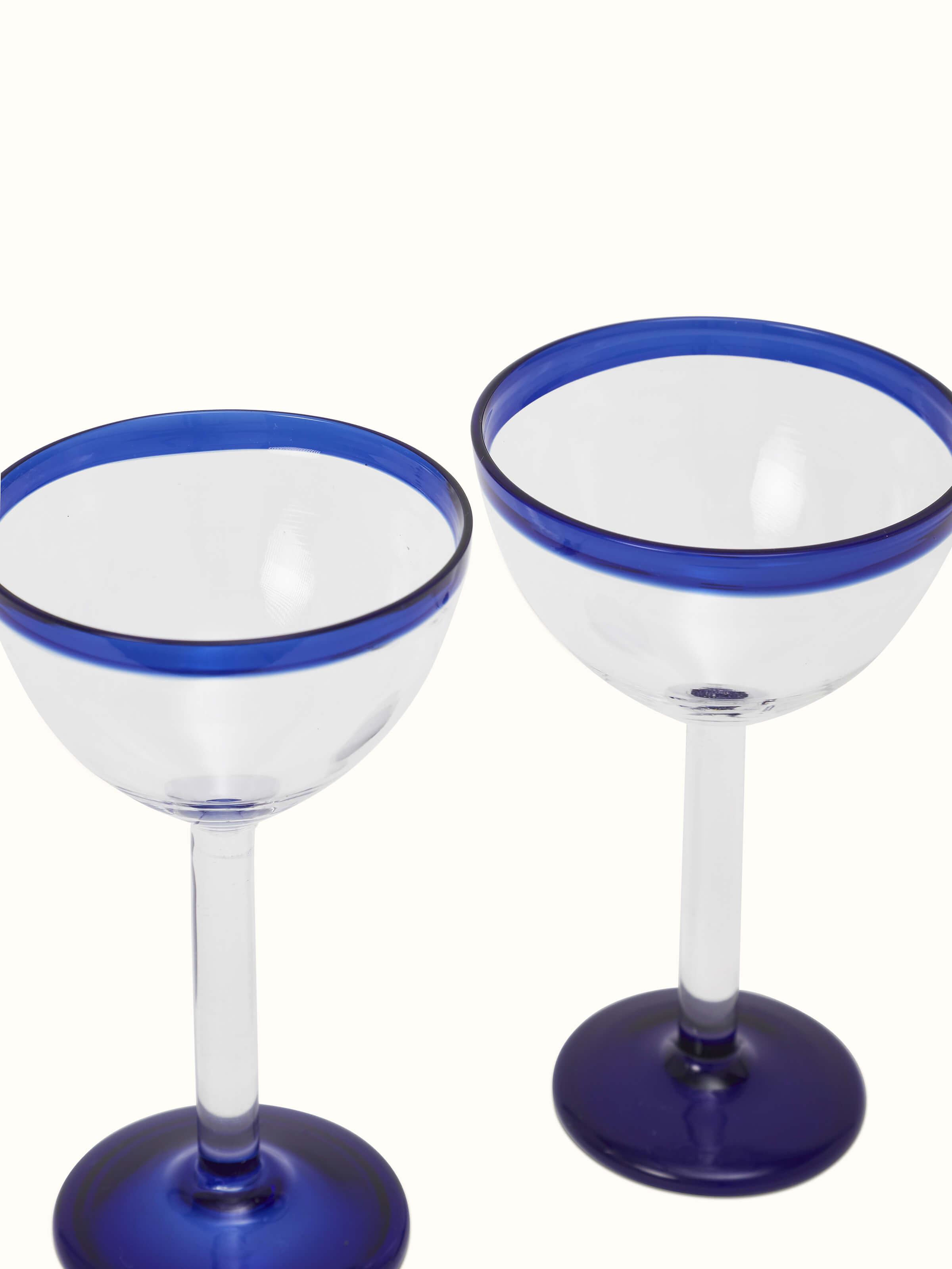 Side view of Firozabadi Glass Work Martini Glasses, displaying the intricate glasswork and elegant shape.