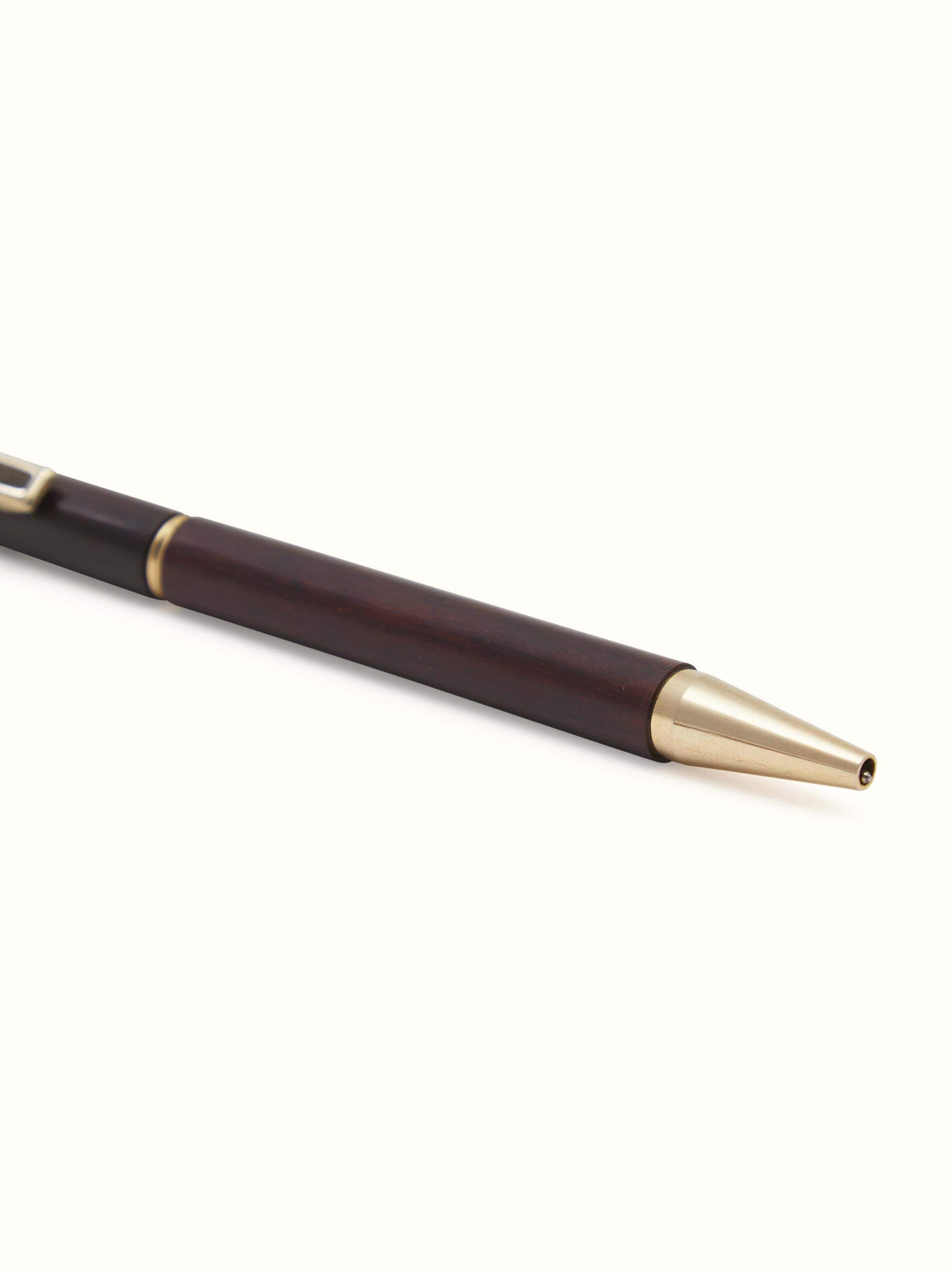 Top view of Carved Rosewood Pen, showcasing elegant design and precision carving