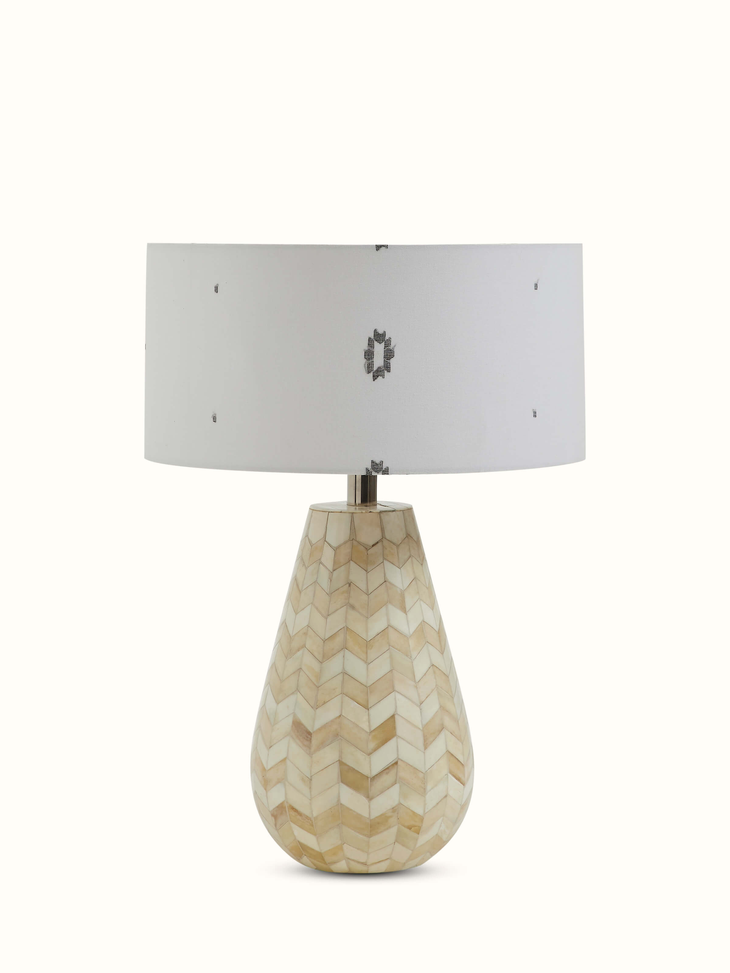 Front view of Jamdani cotton short white lampshade