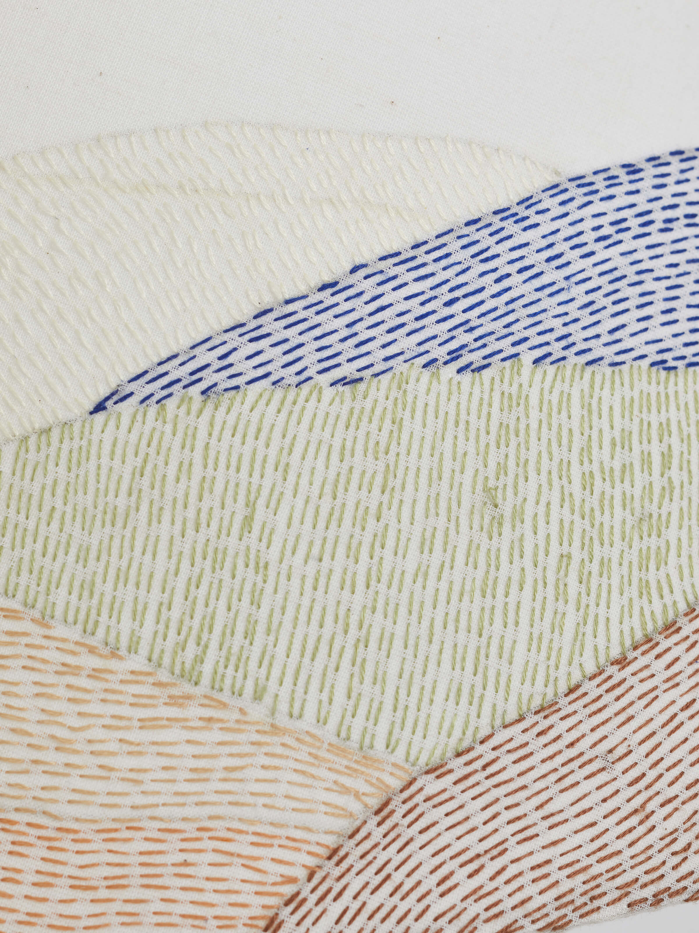 Artistic view of Sujani embroidered cotton lampshade in large white color, emphasizing the design details.