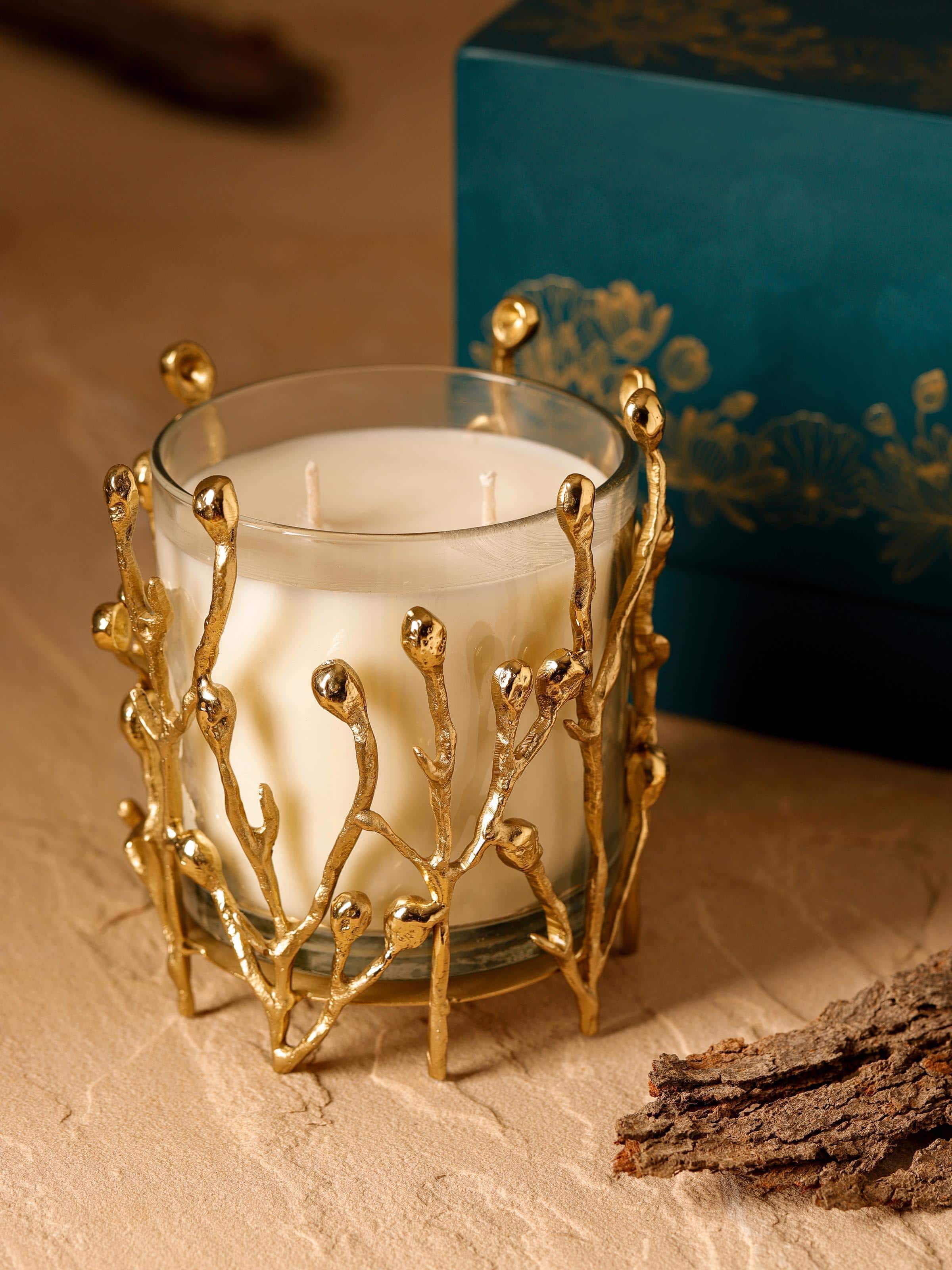 Side view of Brass Candle (Small) showing its elegant cylindrical design.