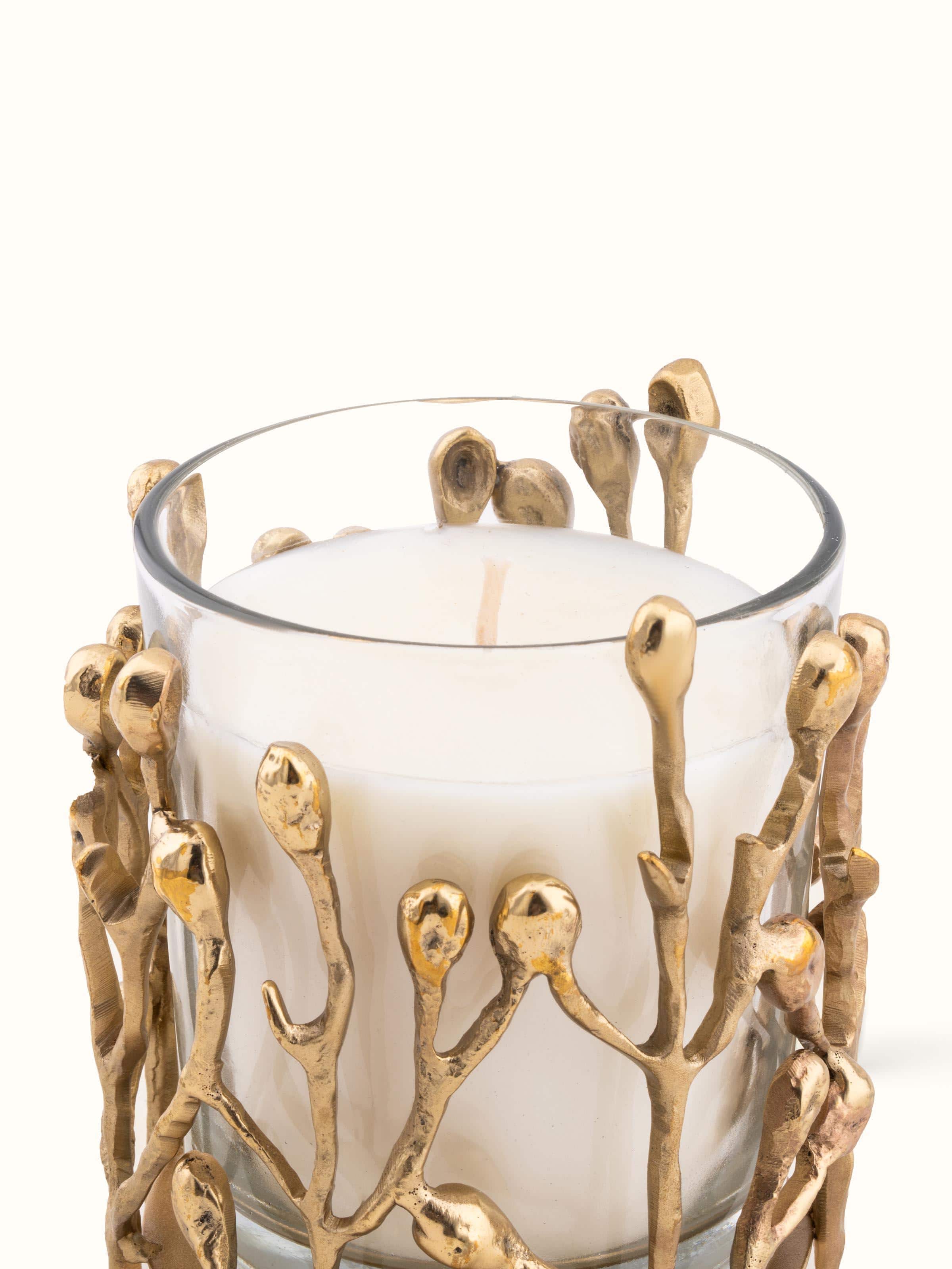 Close-up of Brass Candle (Small) highlighting the detailed brass finish.