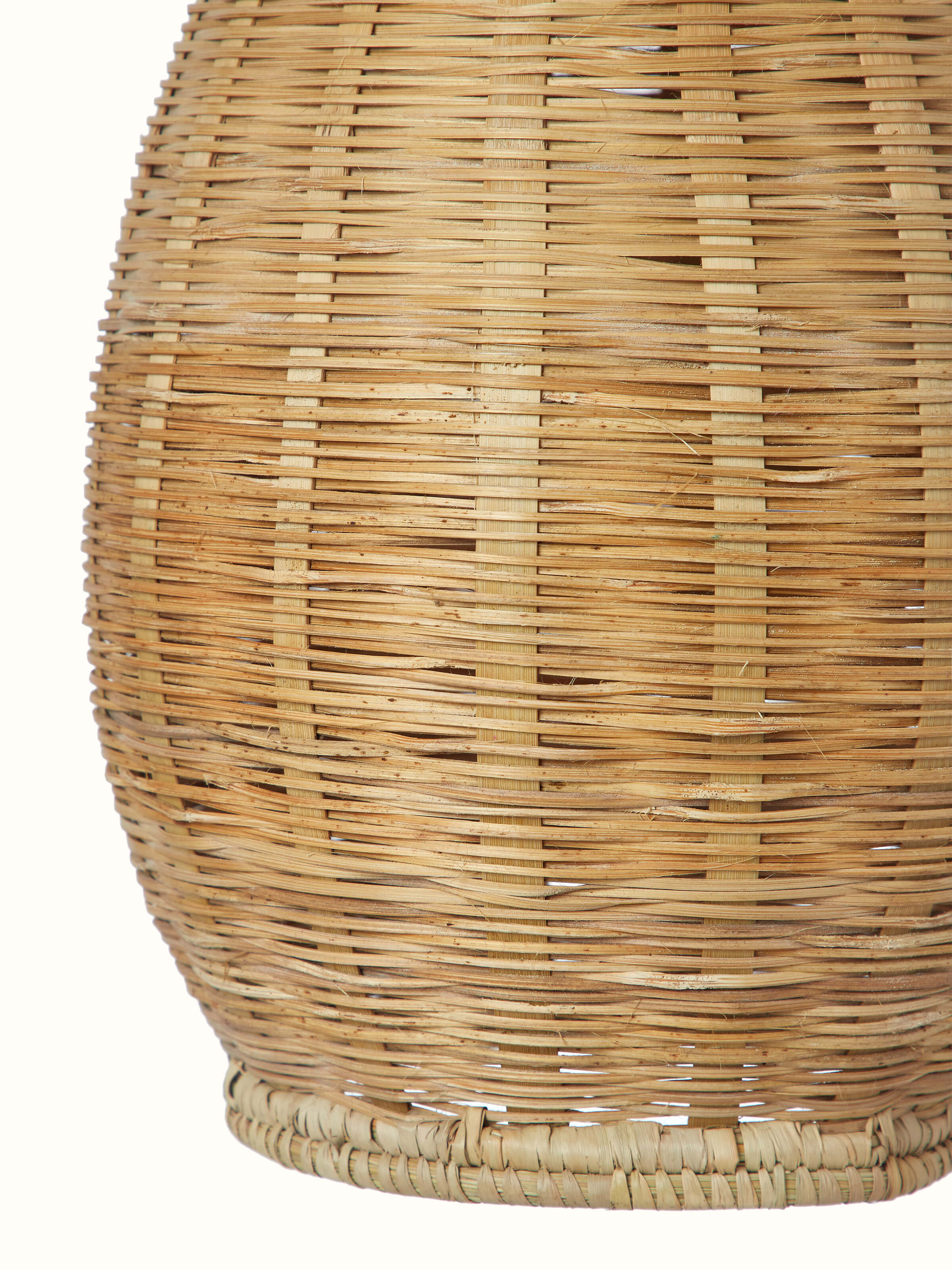 Detailed view of Kanshi Basketry Natural Fibre Pendant Light, emphasizing the intricate weaving and natural texture.