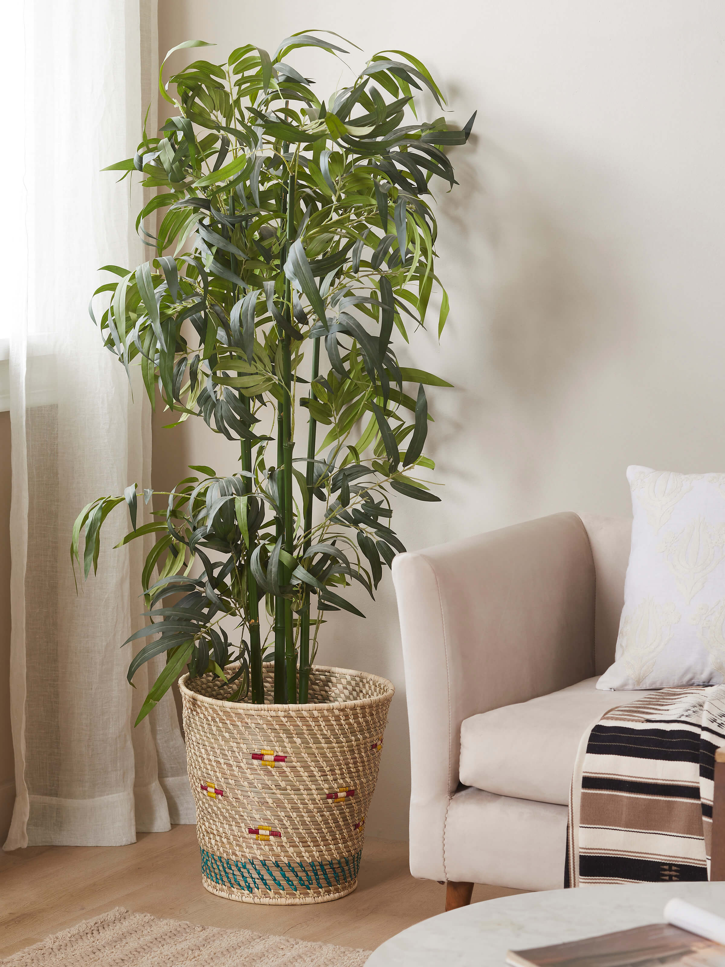 Side view of Natural Kanshi Fibre Planter demonstrating its textured surface