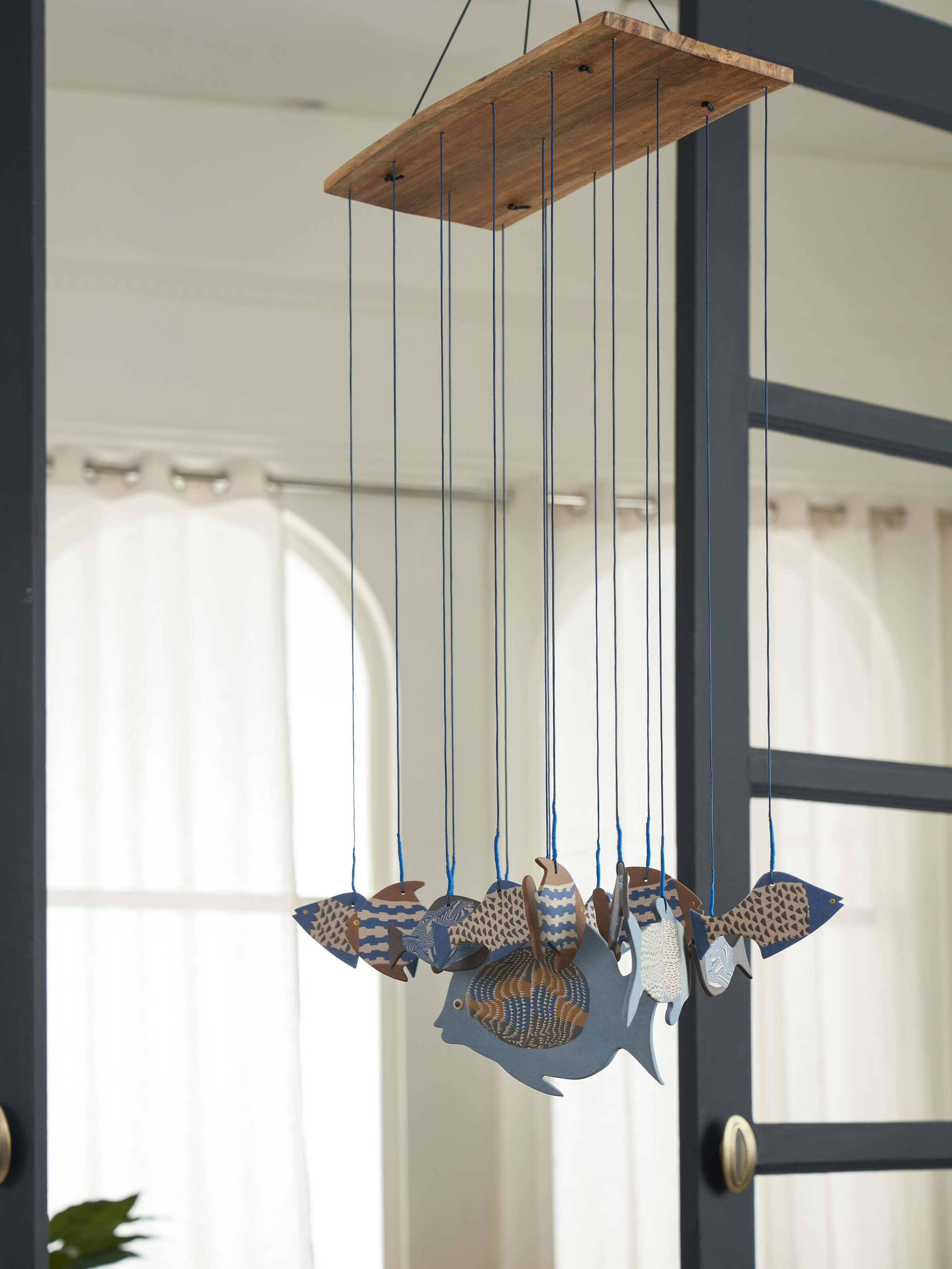 Side view of Ghungroo ceramicware clay wind chime